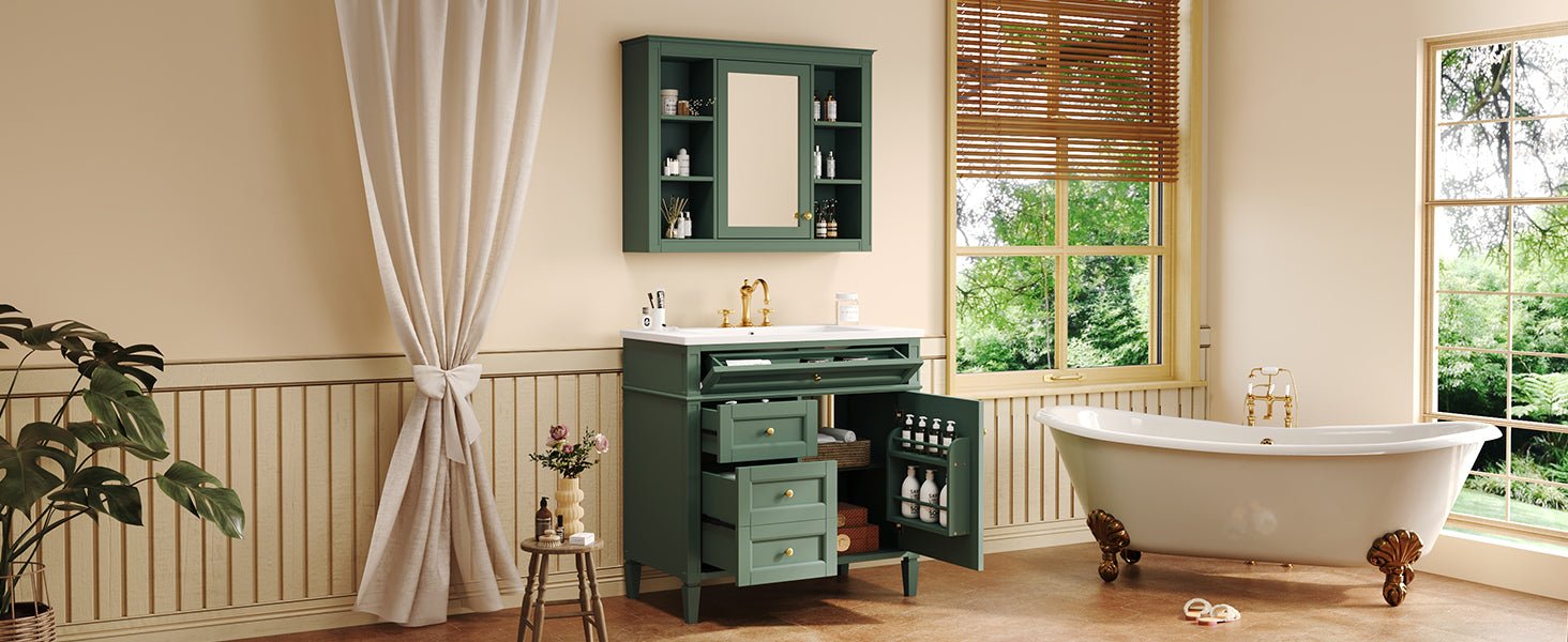 36 "Single sink bathroom dressing table, modern bathroom storage cabinet - KiKiUMi