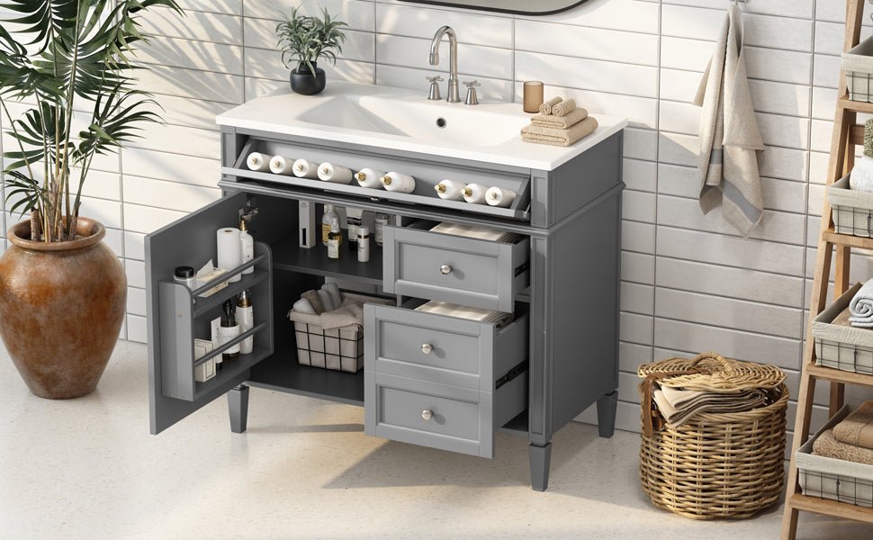 36 "Single sink bathroom dressing table, modern bathroom storage cabinet - KiKiUMi