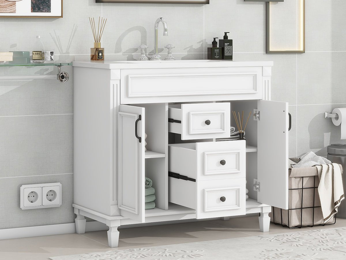 36 "Single sink bathroom dressing table, modern bathroom storage cabinet - KiKiUMi