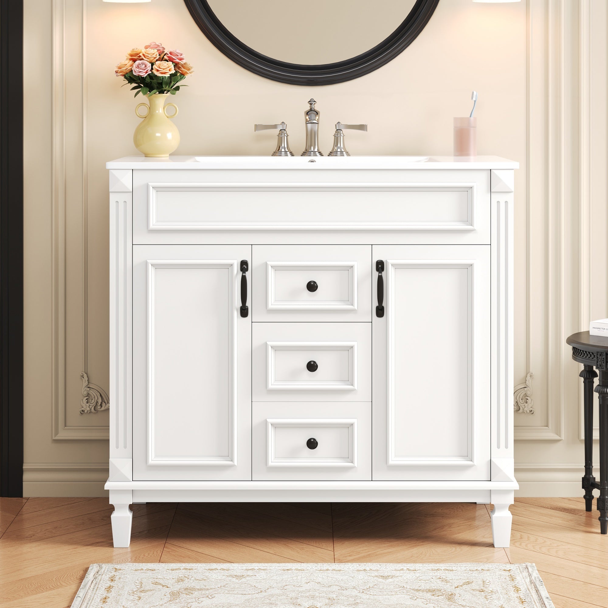 36 "Single sink bathroom dressing table, modern bathroom storage cabinet - KiKiUMi