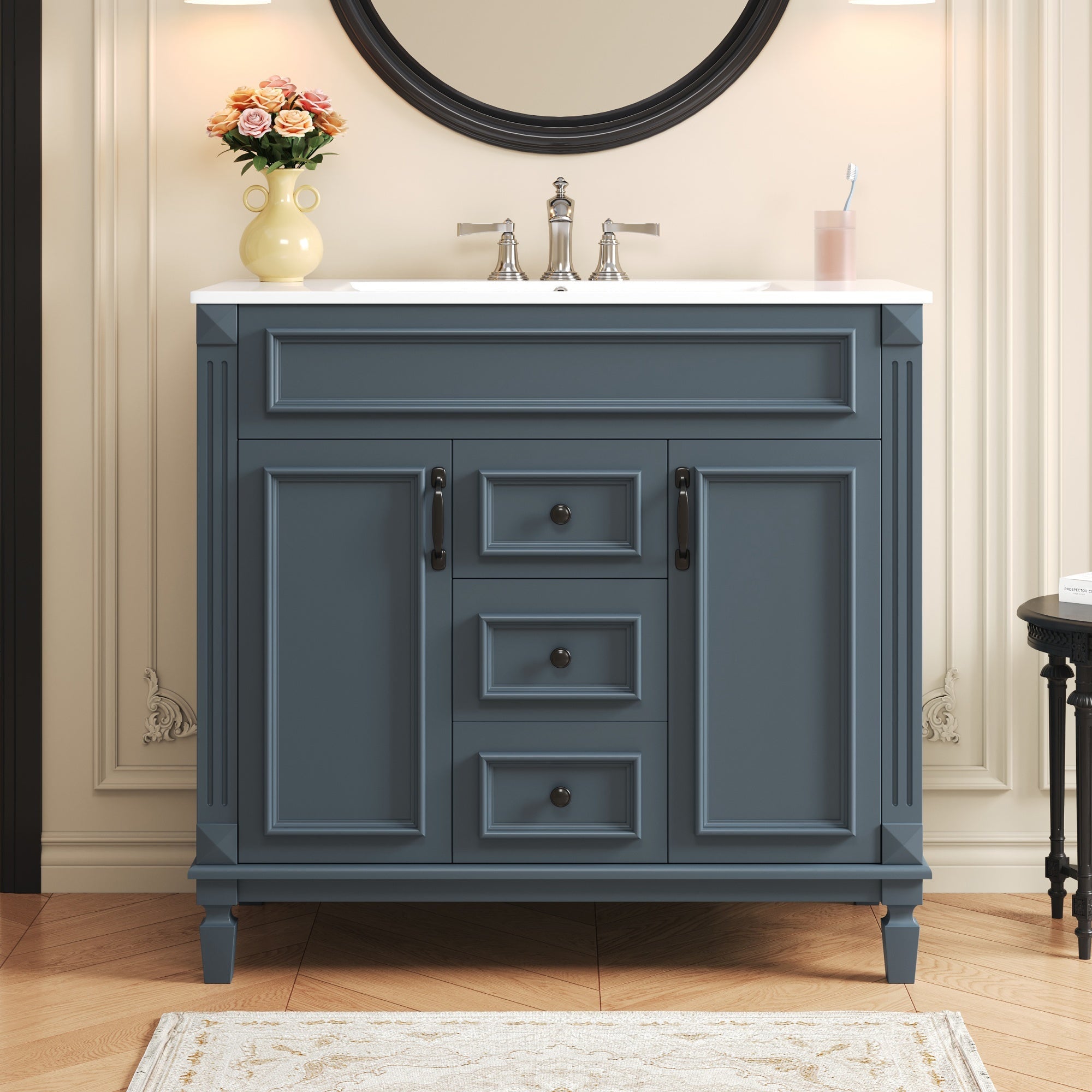 36 "Single sink bathroom dressing table, modern bathroom storage cabinet - KiKiUMi