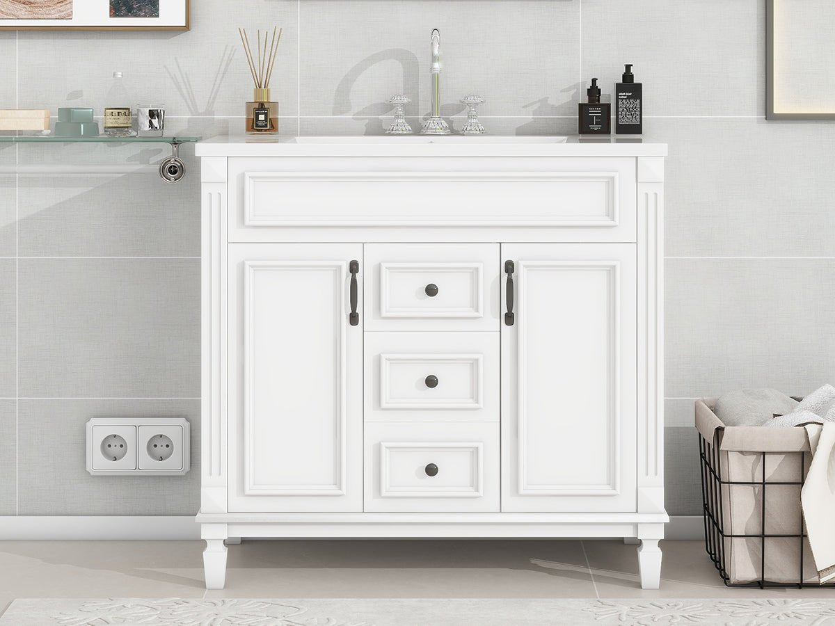 36 "Single sink bathroom dressing table, modern bathroom storage cabinet - KiKiUMi