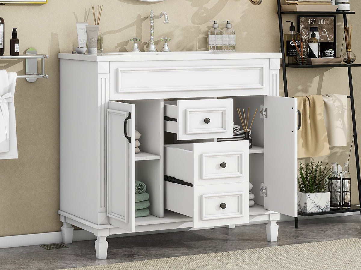 36 "Single sink bathroom dressing table, modern bathroom storage cabinet - KiKiUMi