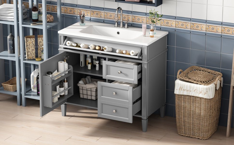 36 "Single sink bathroom dressing table, modern bathroom storage cabinet - KiKiUMi