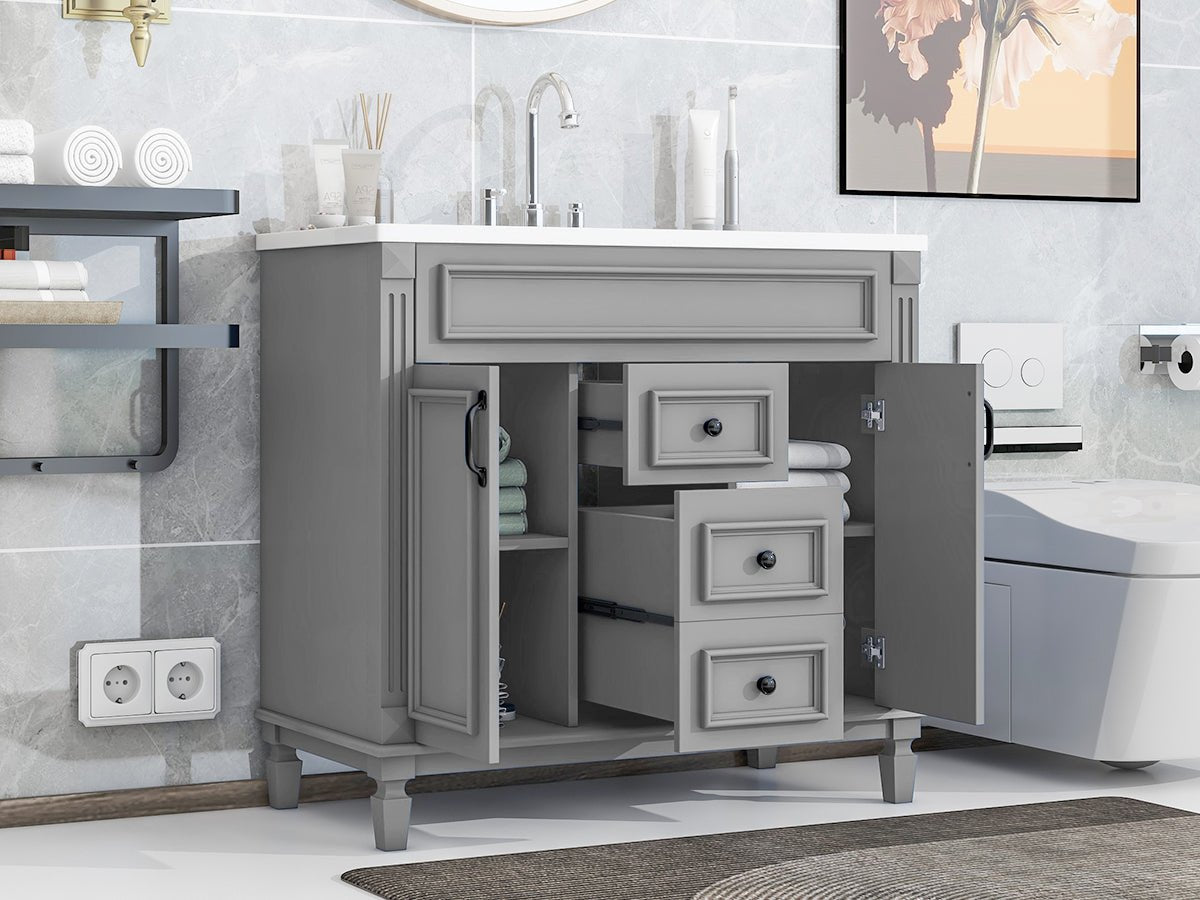36 "Single sink bathroom dressing table, modern bathroom storage cabinet - KiKiUMi