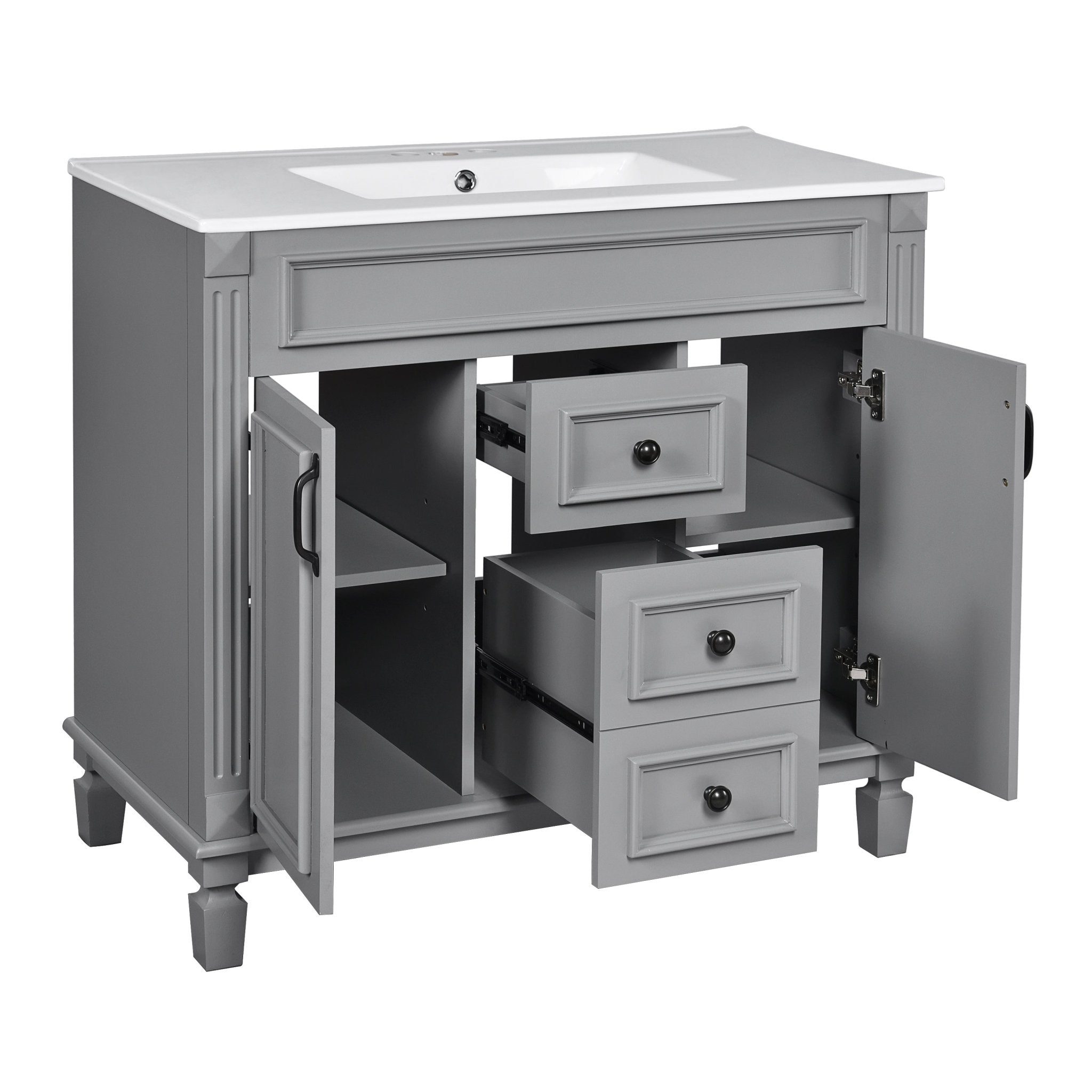 36 "Single sink bathroom dressing table, modern bathroom storage cabinet - KiKiUMi