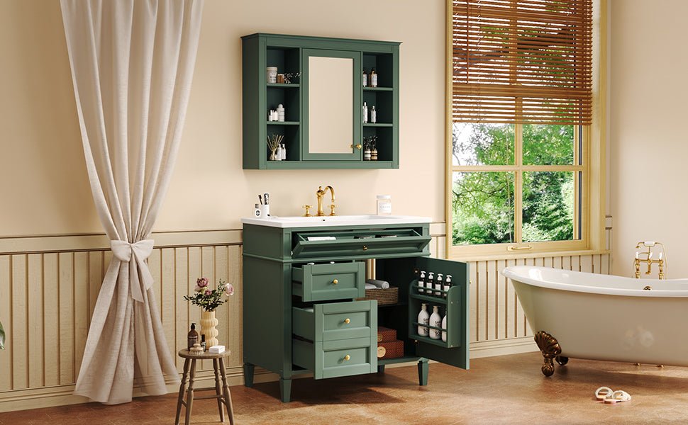 36 "Single sink bathroom dressing table, modern bathroom storage cabinet - KiKiUMi