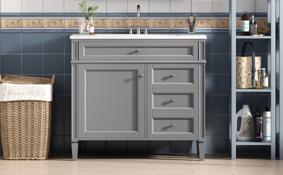 36 "Single sink bathroom dressing table, modern bathroom storage cabinet - KiKiUMi