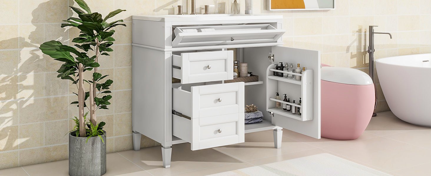 36 "Single sink bathroom dressing table, modern bathroom storage cabinet - KiKiUMi