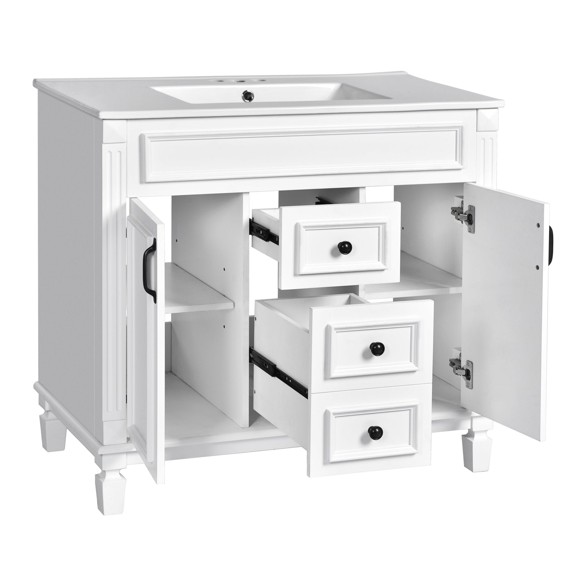 36 "Single sink bathroom dressing table, modern bathroom storage cabinet - KiKiUMi