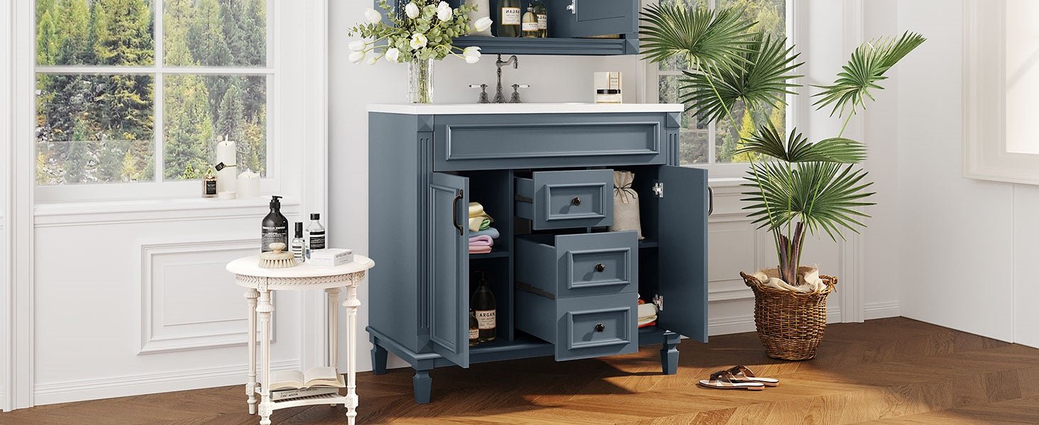 36 "Single sink bathroom dressing table, modern bathroom storage cabinet - KiKiUMi