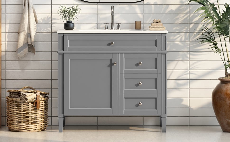 36 "Single sink bathroom dressing table, modern bathroom storage cabinet - KiKiUMi