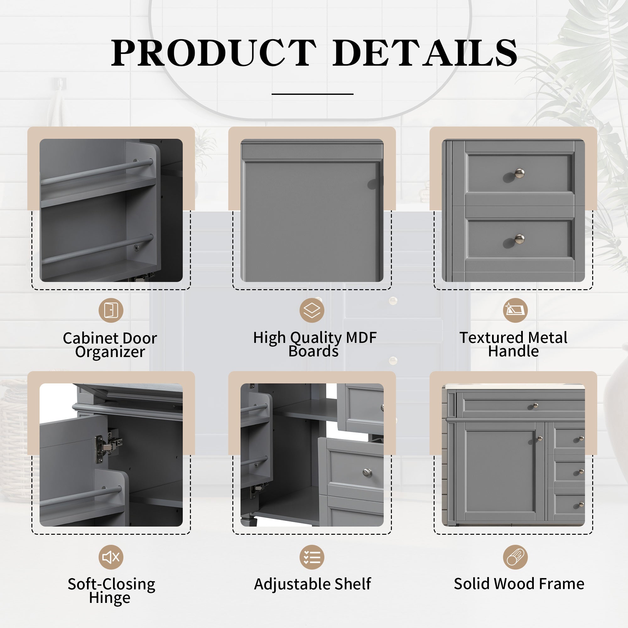 36 "Single sink bathroom dressing table, modern bathroom storage cabinet - KiKiUMi