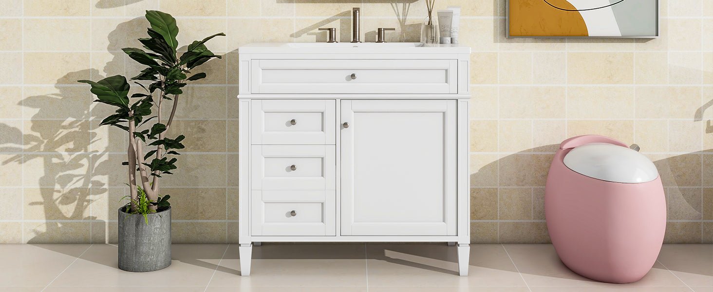 36 "Single sink bathroom dressing table, modern bathroom storage cabinet - KiKiUMi