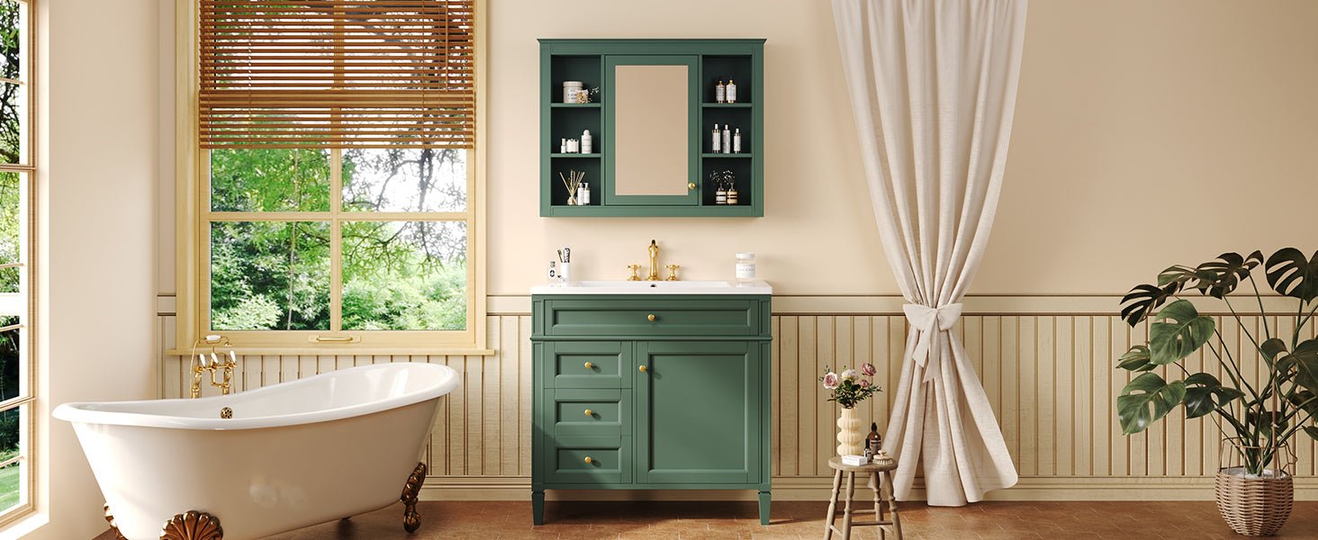 36 "Single sink bathroom dressing table, modern bathroom storage cabinet - KiKiUMi