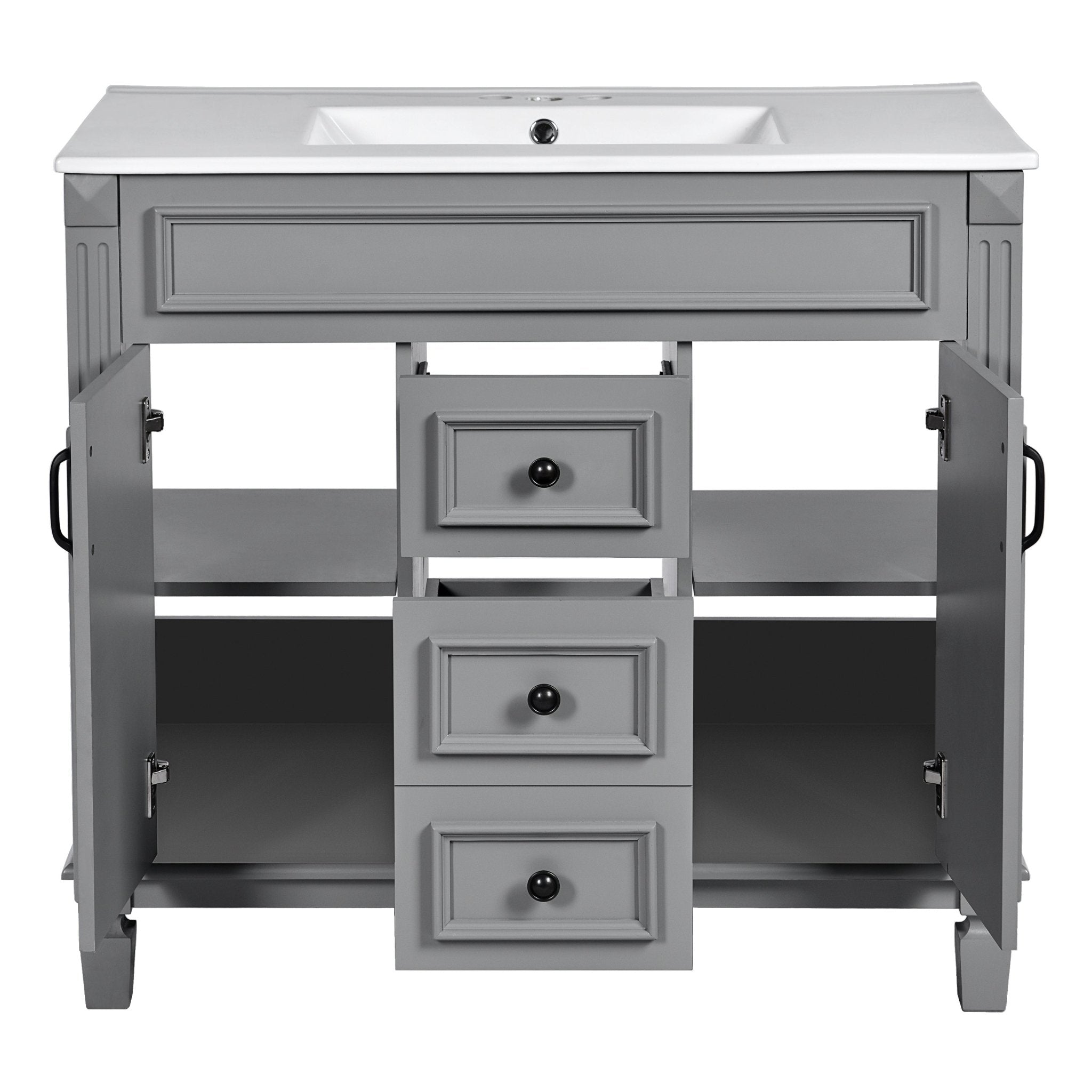 36 "Single sink bathroom dressing table, modern bathroom storage cabinet - KiKiUMi
