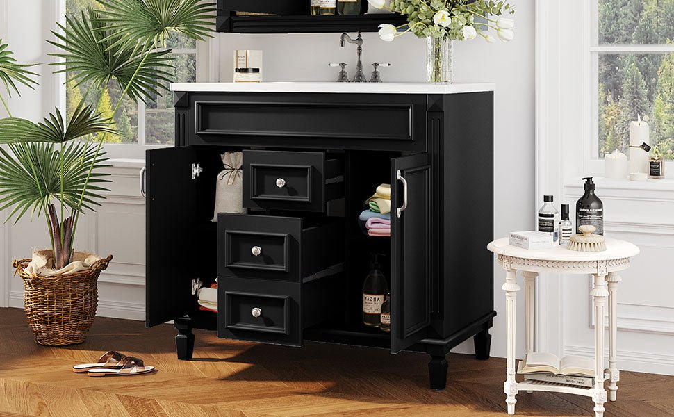 36 "Single sink bathroom dressing table, modern bathroom storage cabinet - KiKiUMi