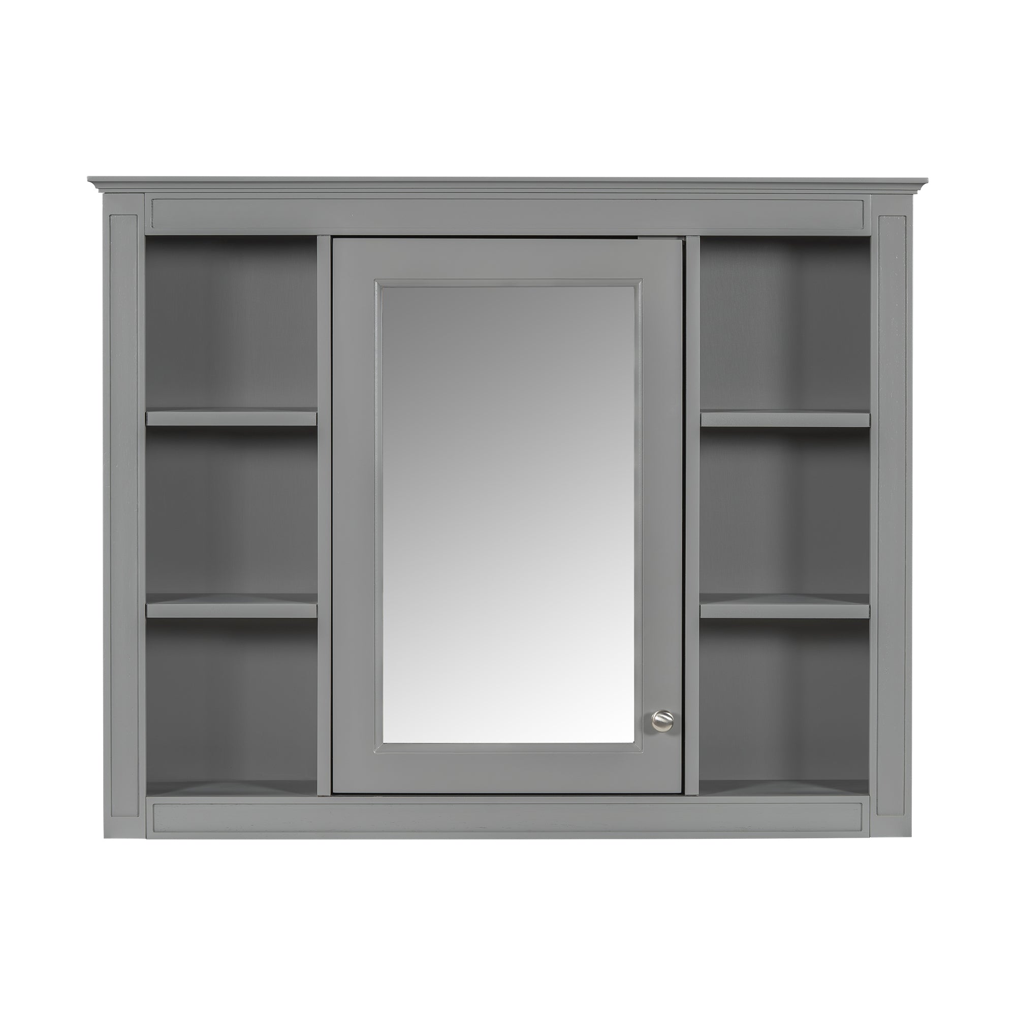 36 "Single sink bathroom dressing table, modern bathroom storage cabinet with mirror(Gray) - KiKiUMi