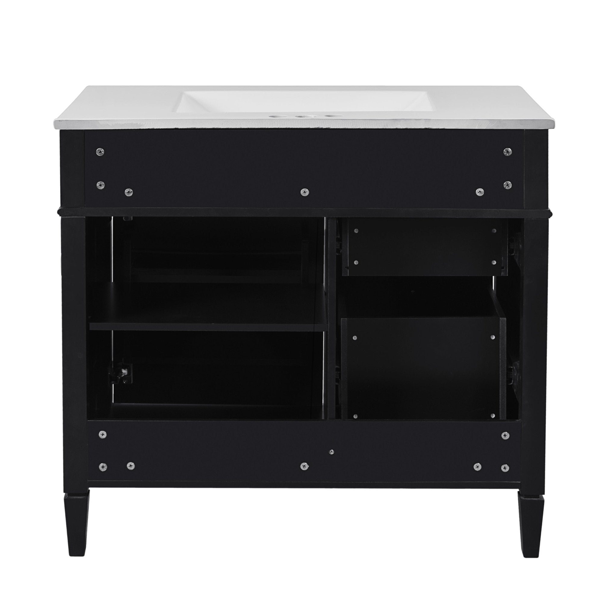 36 "Single sink bathroom dressing table, modern bathroom storage cabinet(black) - KiKiUMi
