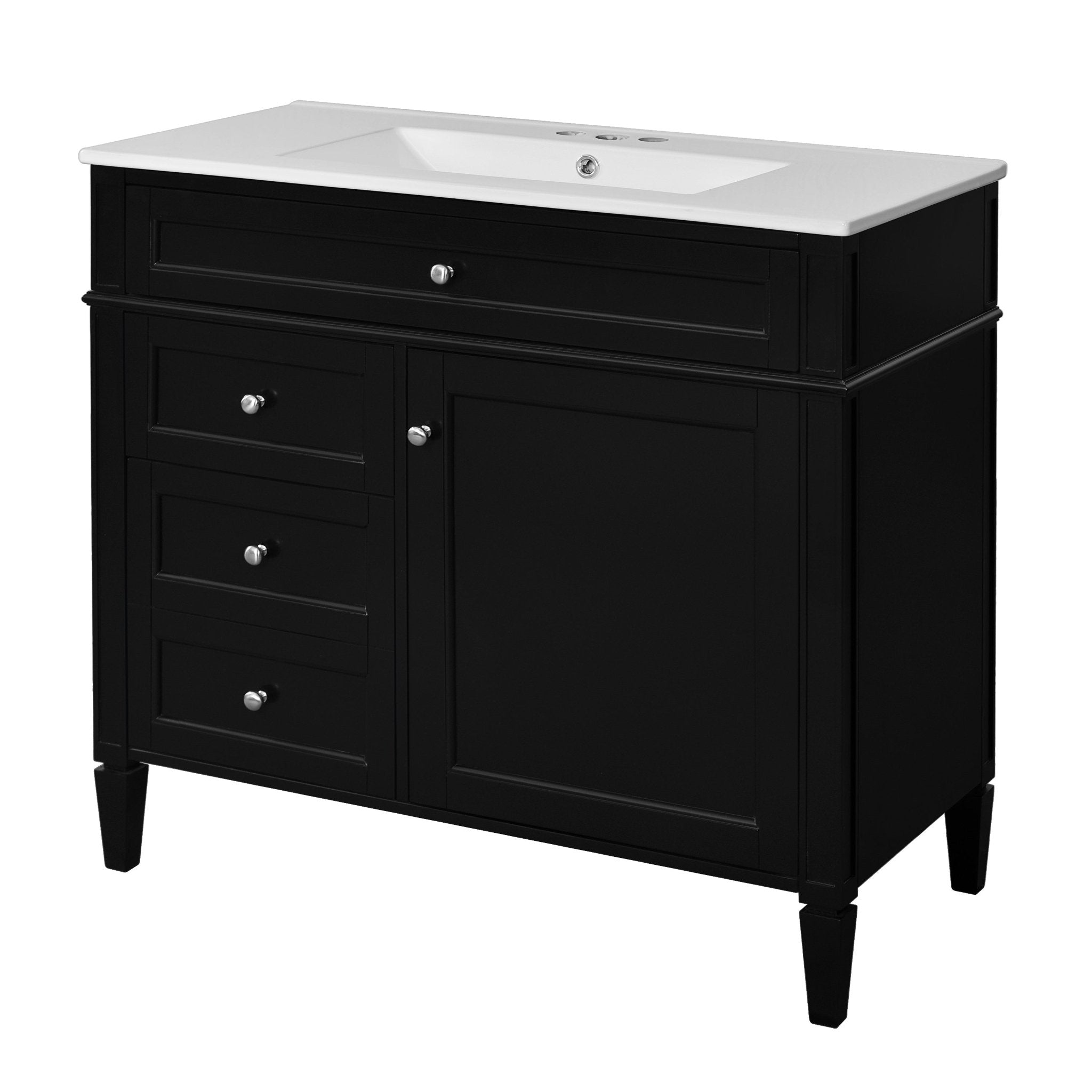 36 "Single sink bathroom dressing table, modern bathroom storage cabinet(black) - KiKiUMi