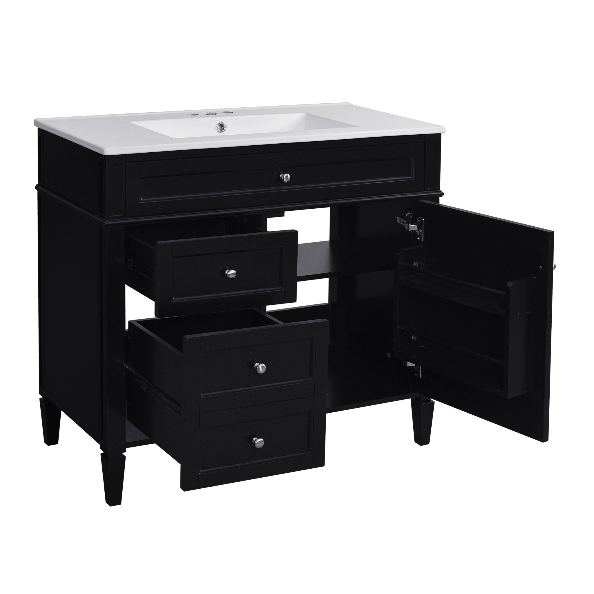 36 "Single sink bathroom dressing table, modern bathroom storage cabinet(black) - KiKiUMi