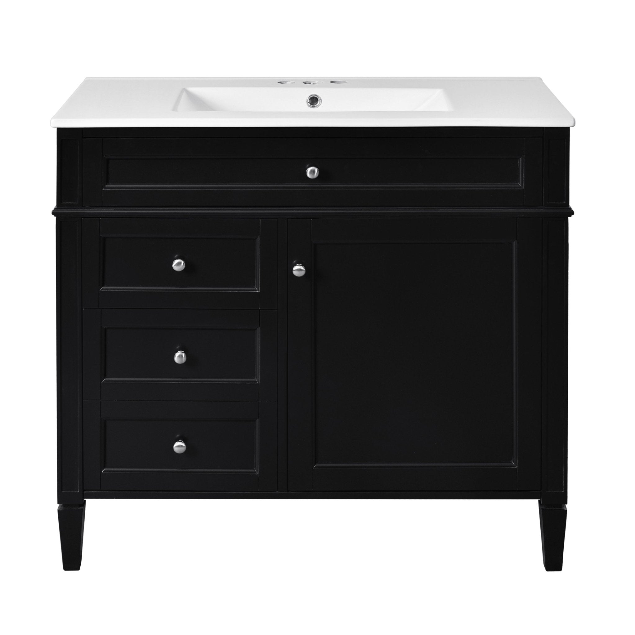 36 "Single sink bathroom dressing table, modern bathroom storage cabinet(black) - KiKiUMi
