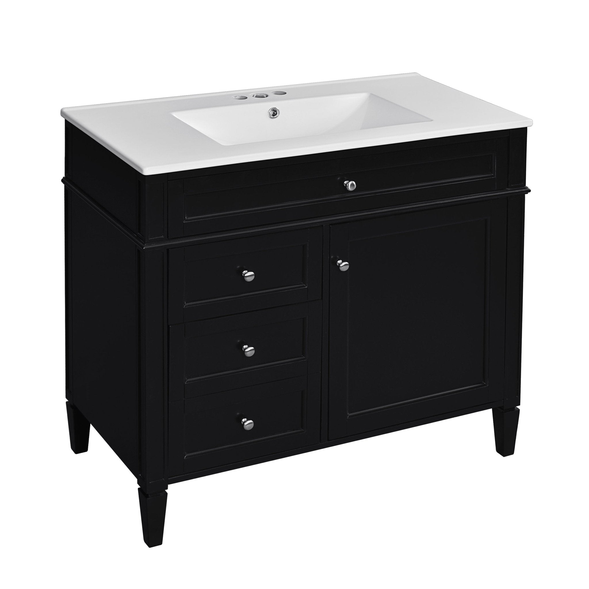 36 "Single sink bathroom dressing table, modern bathroom storage cabinet(black) - KiKiUMi