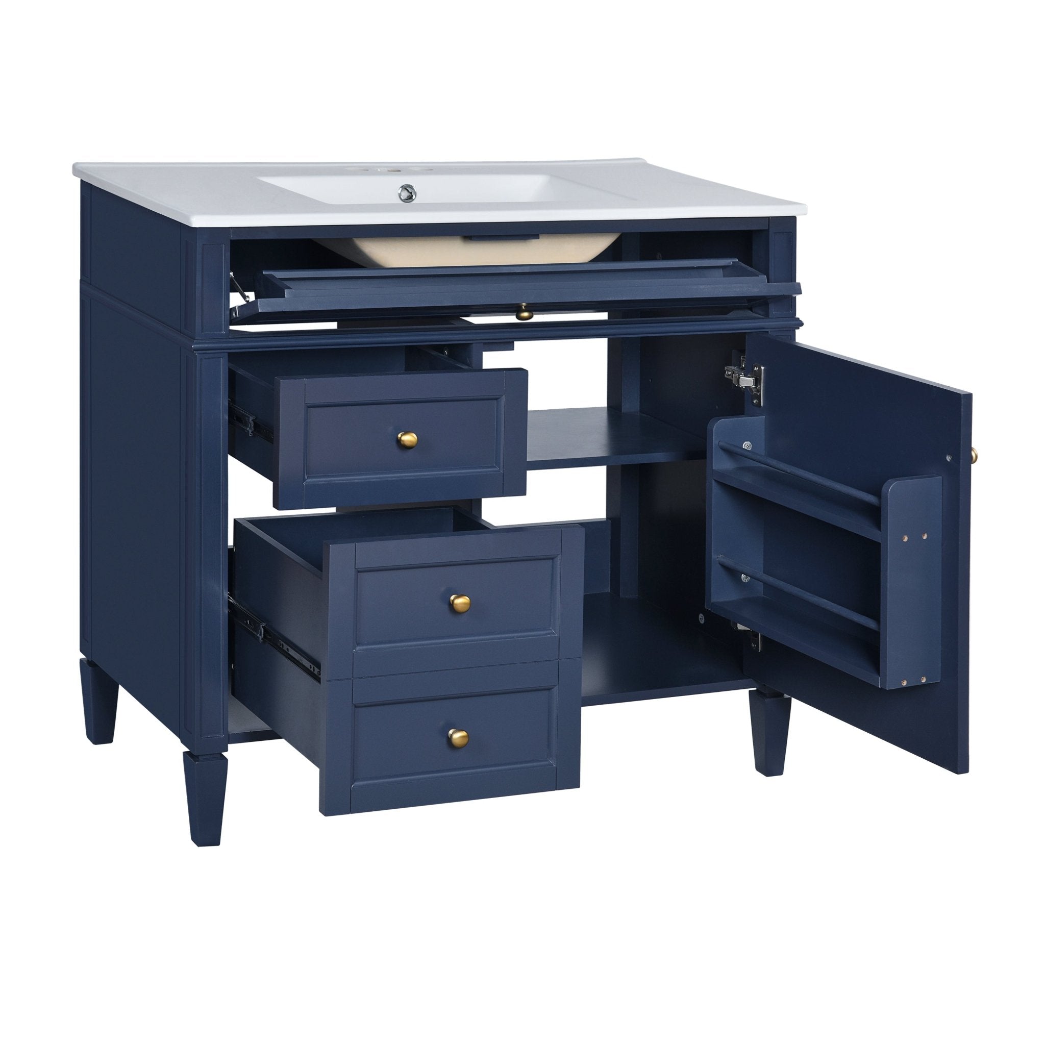 36 "Single sink bathroom dressing table, modern bathroom storage cabinet(blue) - KiKiUMi