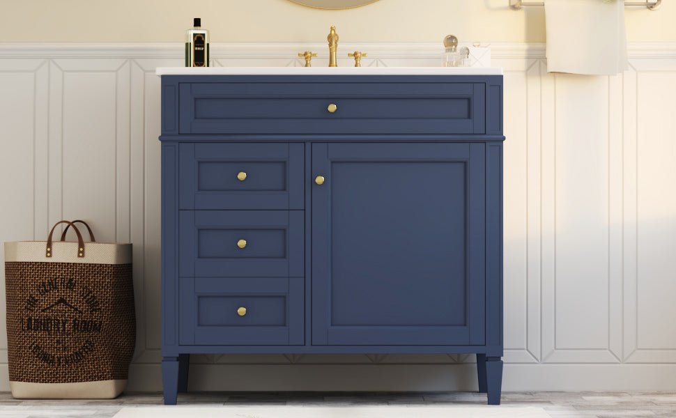 36 "Single sink bathroom dressing table, modern bathroom storage cabinet(blue) - KiKiUMi