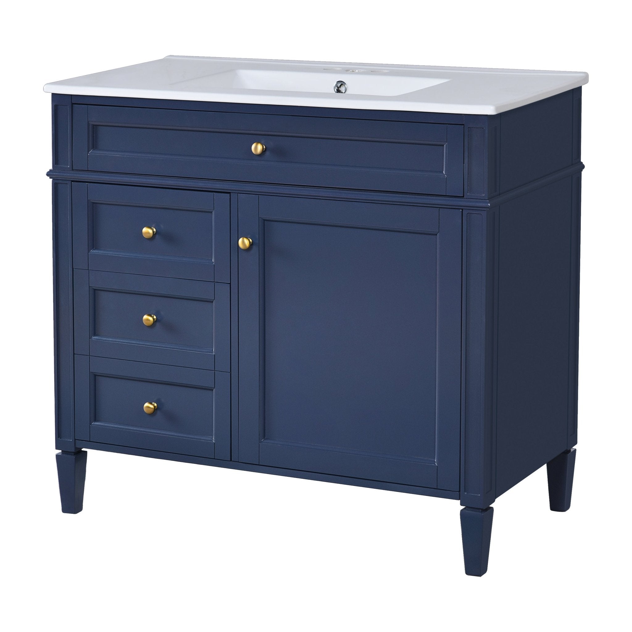 36 "Single sink bathroom dressing table, modern bathroom storage cabinet(blue) - KiKiUMi
