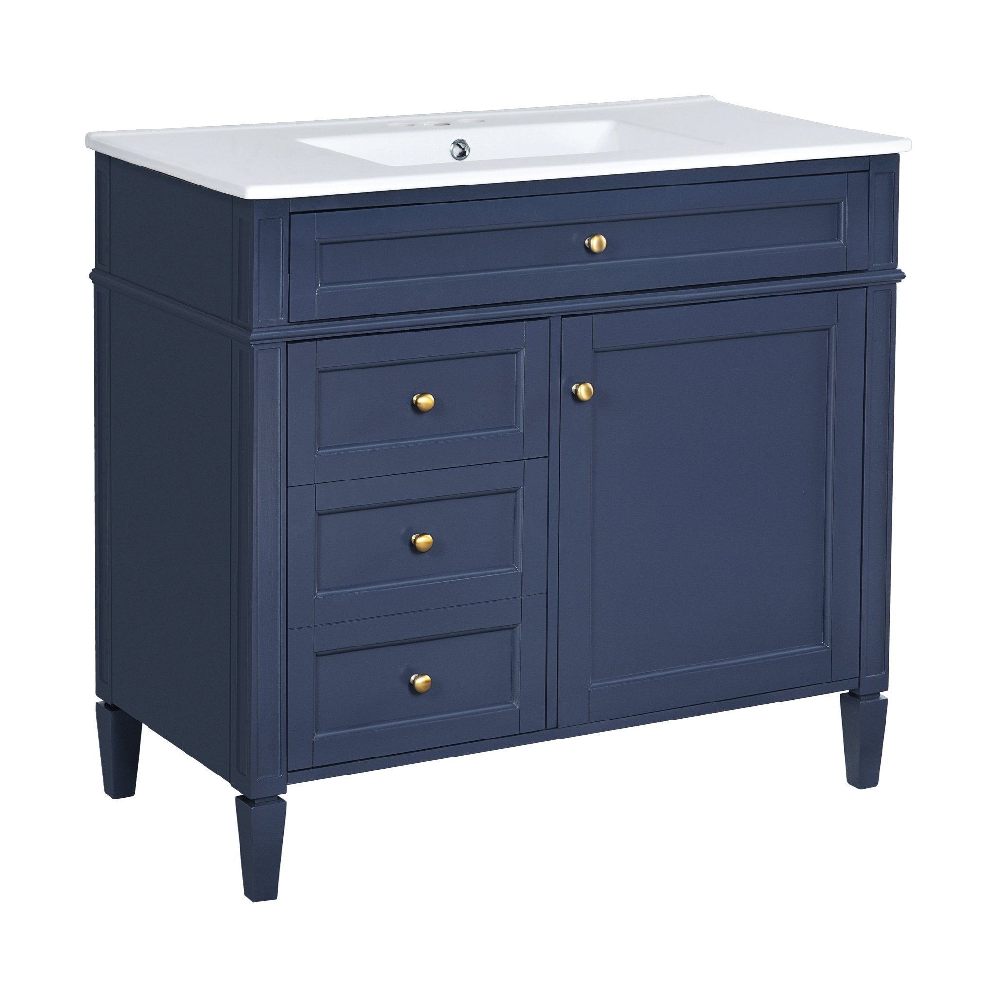 36 "Single sink bathroom dressing table, modern bathroom storage cabinet(blue) - KiKiUMi