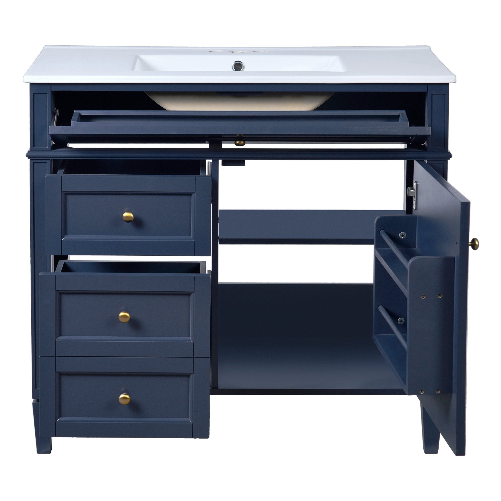 36 "Single sink bathroom dressing table, modern bathroom storage cabinet(blue) - KiKiUMi