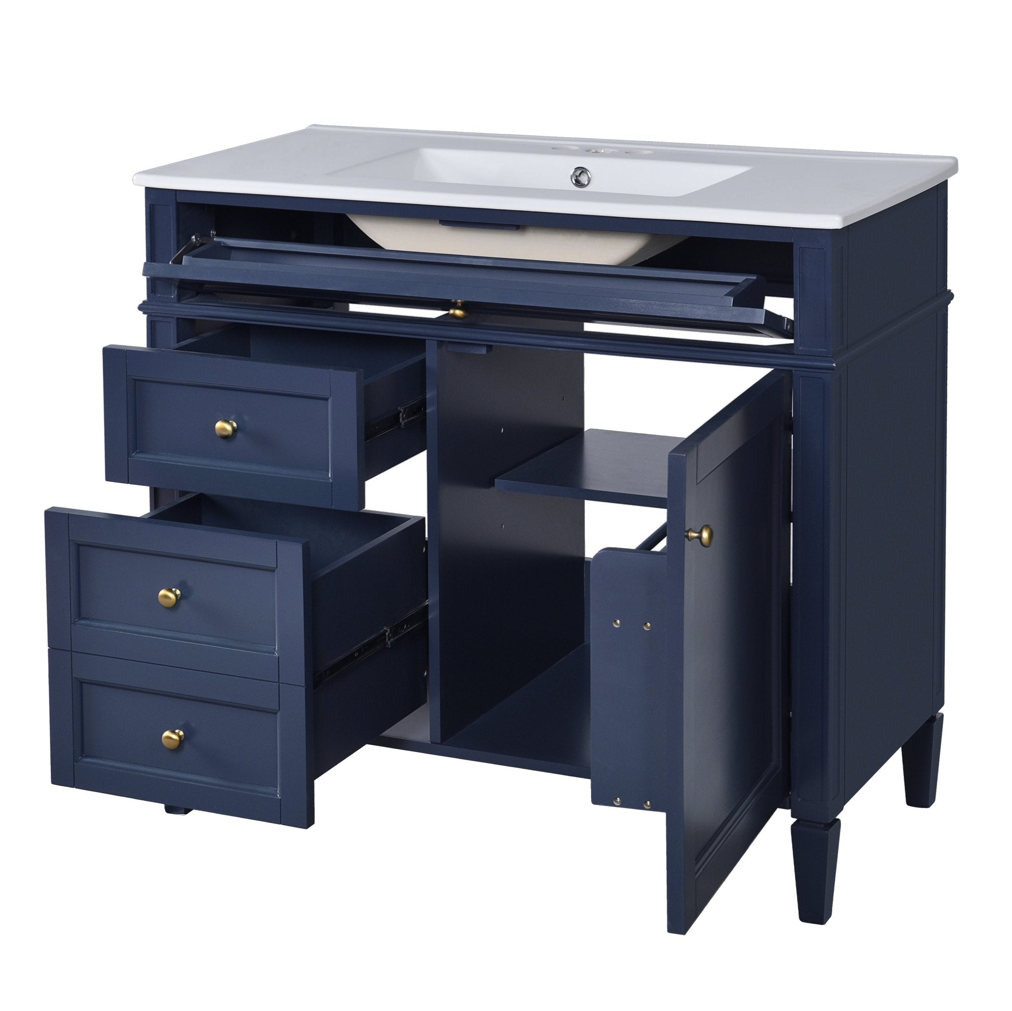 36 "Single sink bathroom dressing table, modern bathroom storage cabinet(blue) - KiKiUMi