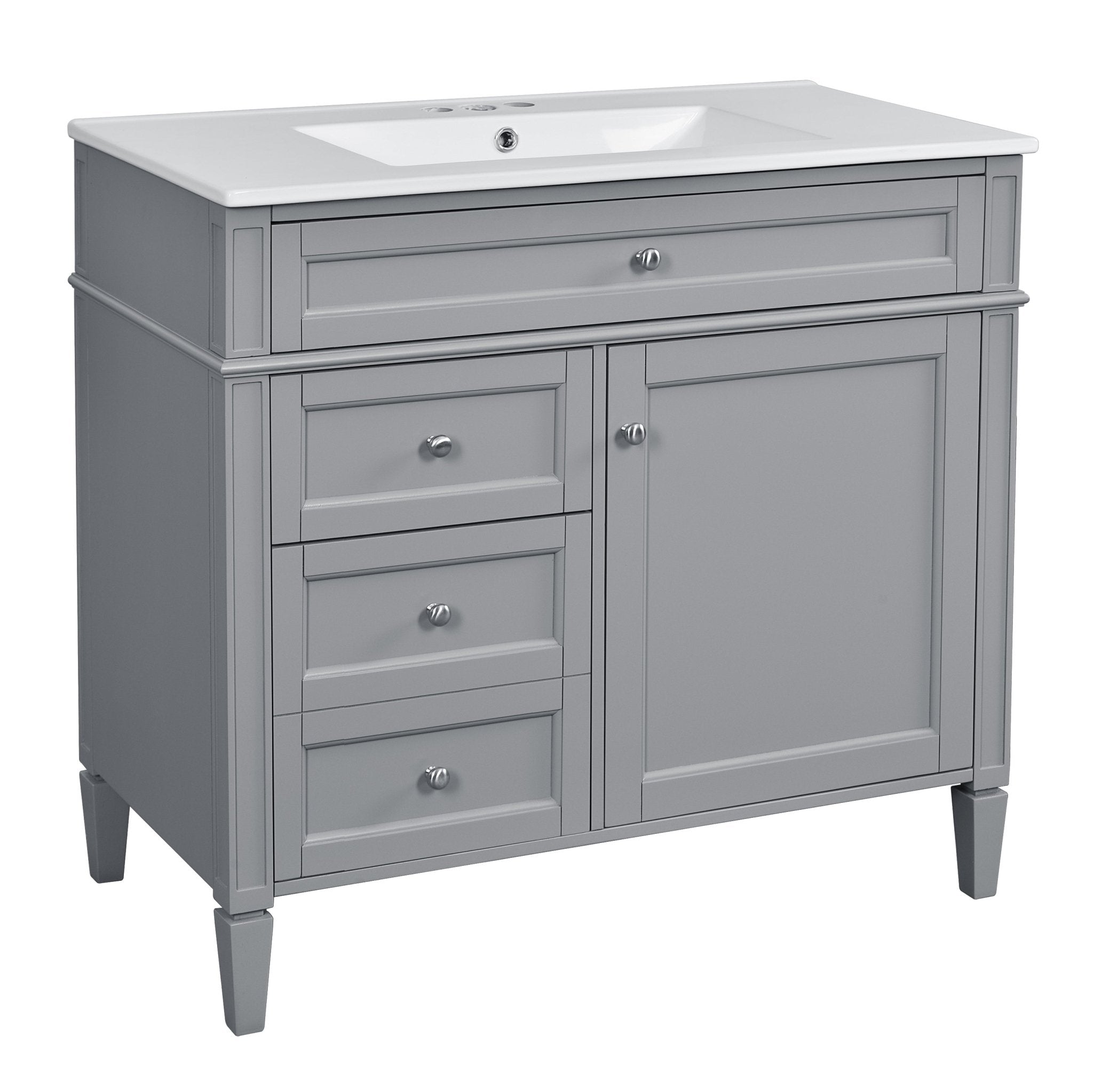 36 "Single sink bathroom dressing table, modern bathroom storage cabinet(grey) - KiKiUMi