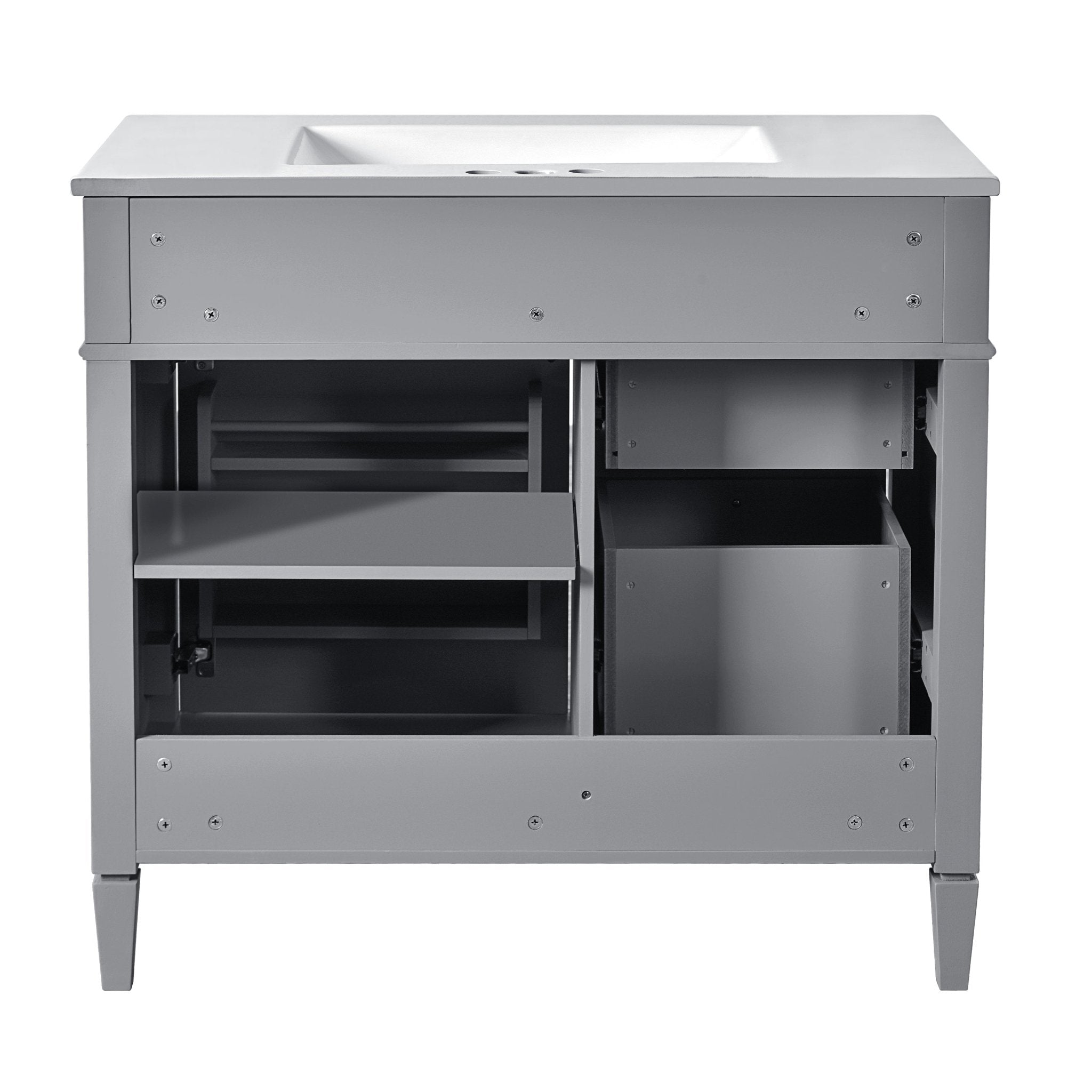 36 "Single sink bathroom dressing table, modern bathroom storage cabinet(Grey) - KiKiUMi