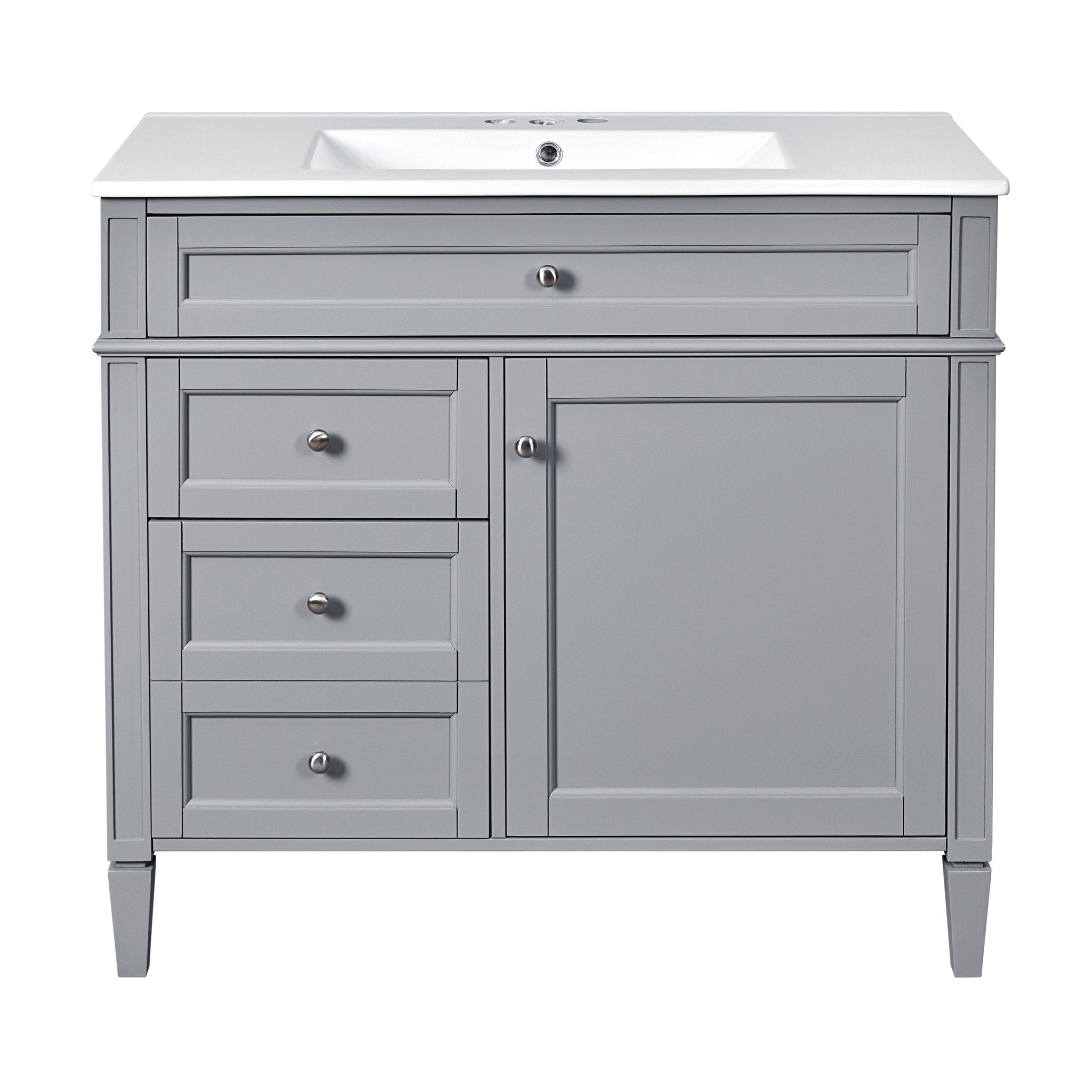 36 "Single sink bathroom dressing table, modern bathroom storage cabinet(Grey) - KiKiUMi