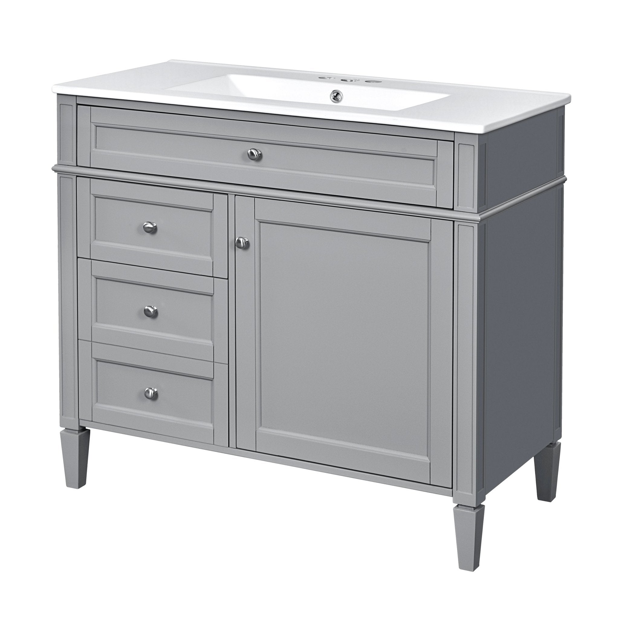 36 "Single sink bathroom dressing table, modern bathroom storage cabinet(Grey) - KiKiUMi