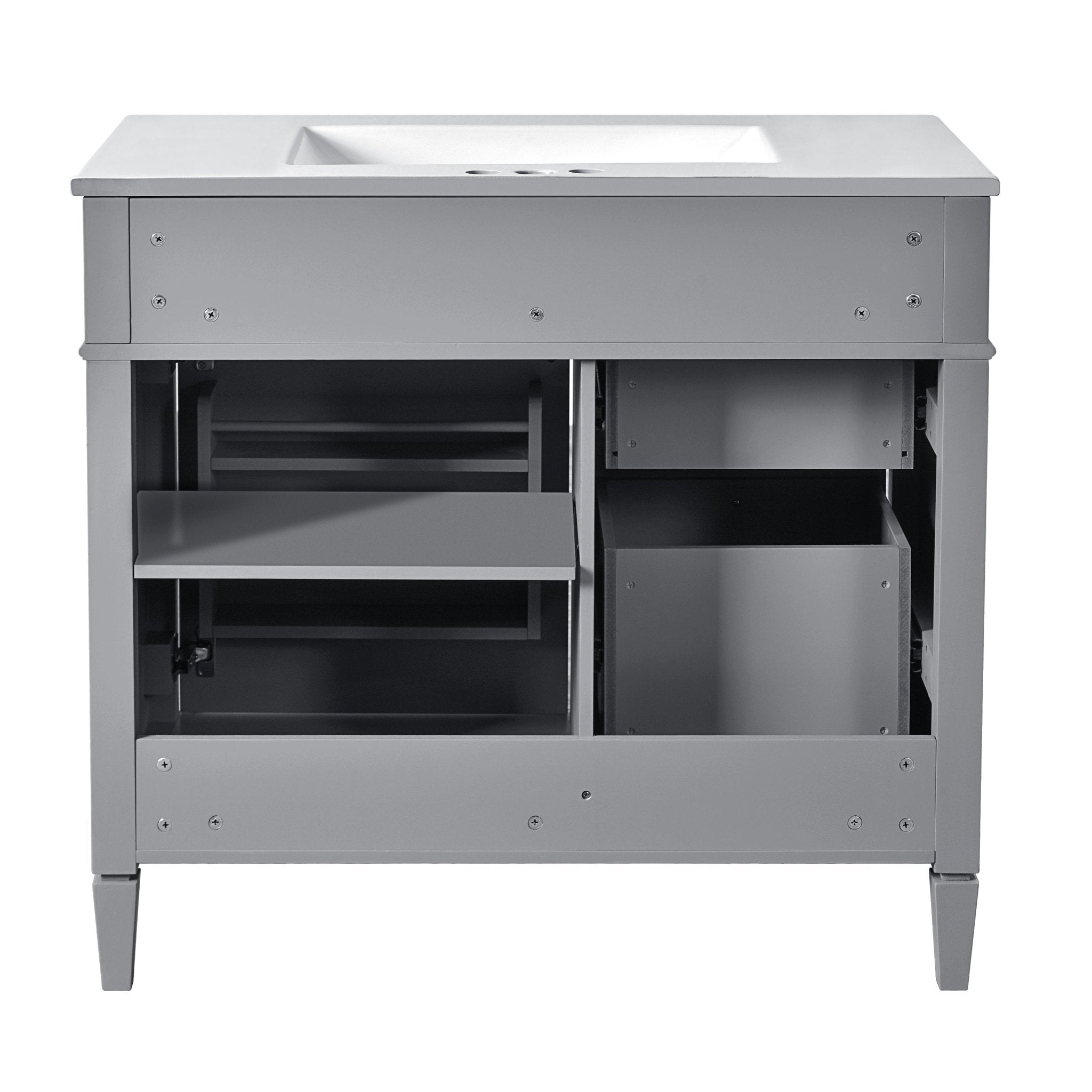 36 "Single sink bathroom dressing table, modern bathroom storage cabinet(grey) - KiKiUMi