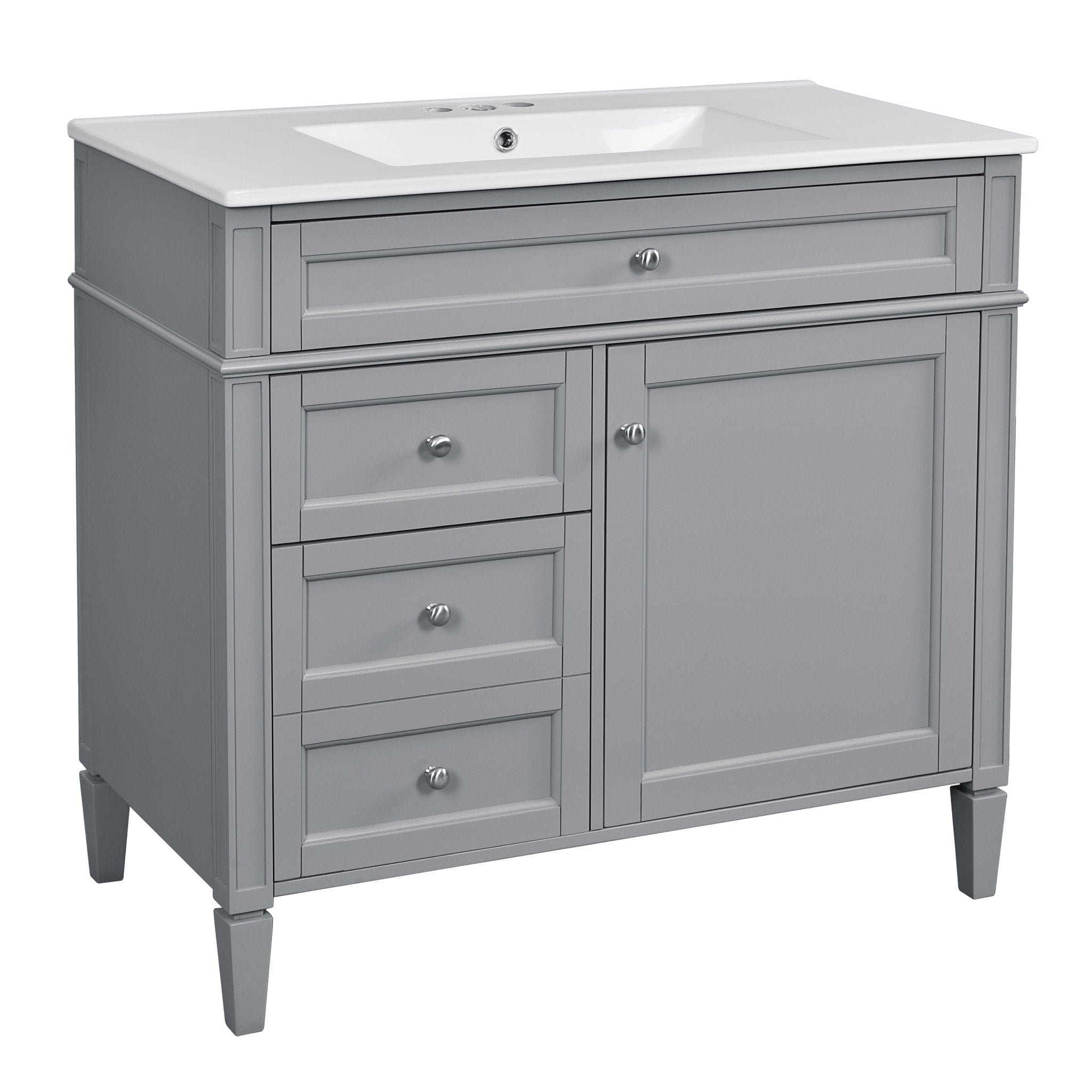 36 "Single sink bathroom dressing table, modern bathroom storage cabinet(Grey) - KiKiUMi