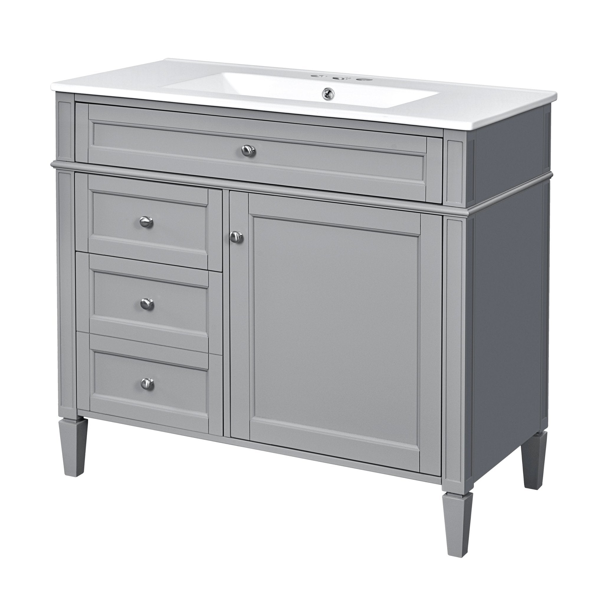 36 "Single sink bathroom dressing table, modern bathroom storage cabinet(grey) - KiKiUMi