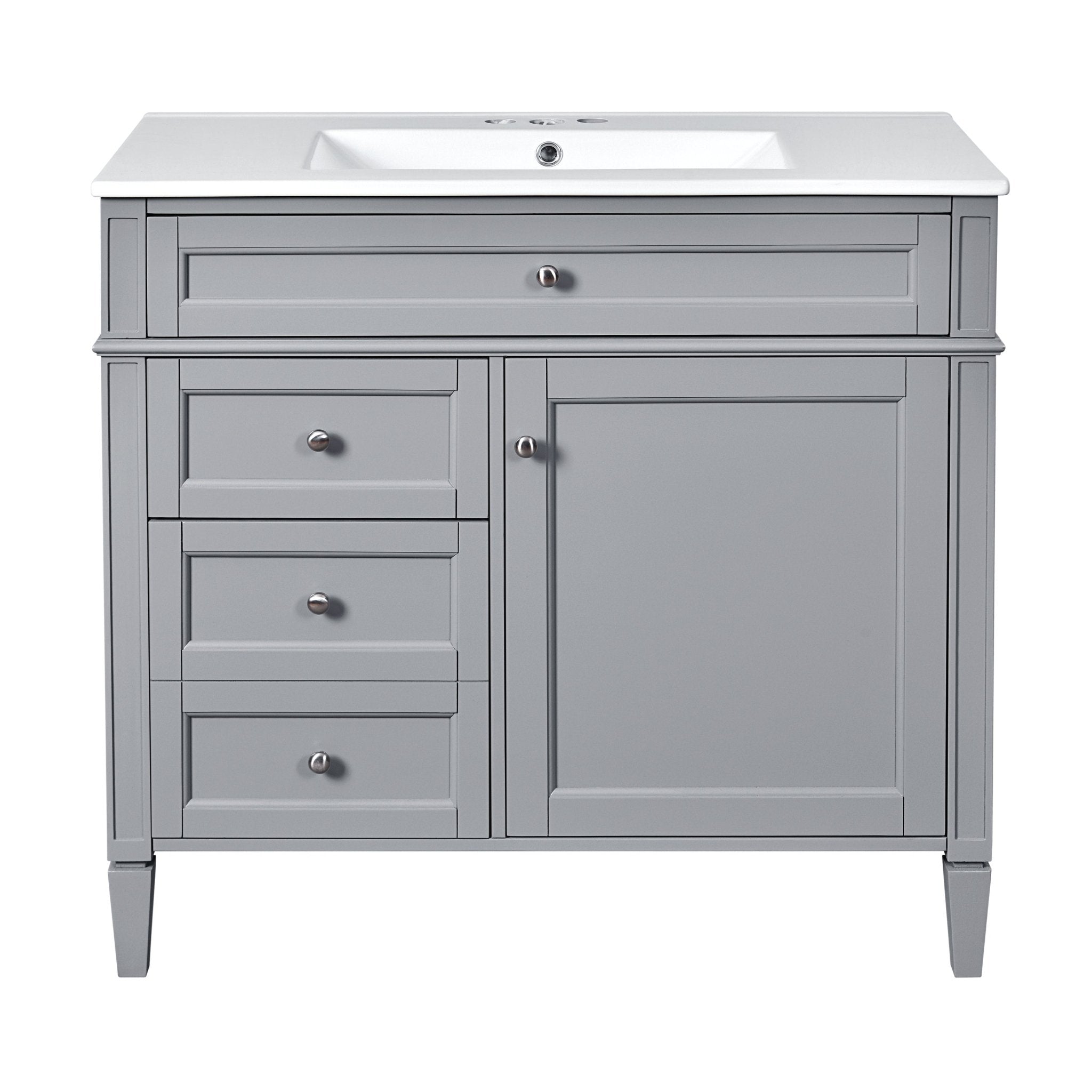 36 "Single sink bathroom dressing table, modern bathroom storage cabinet(grey) - KiKiUMi