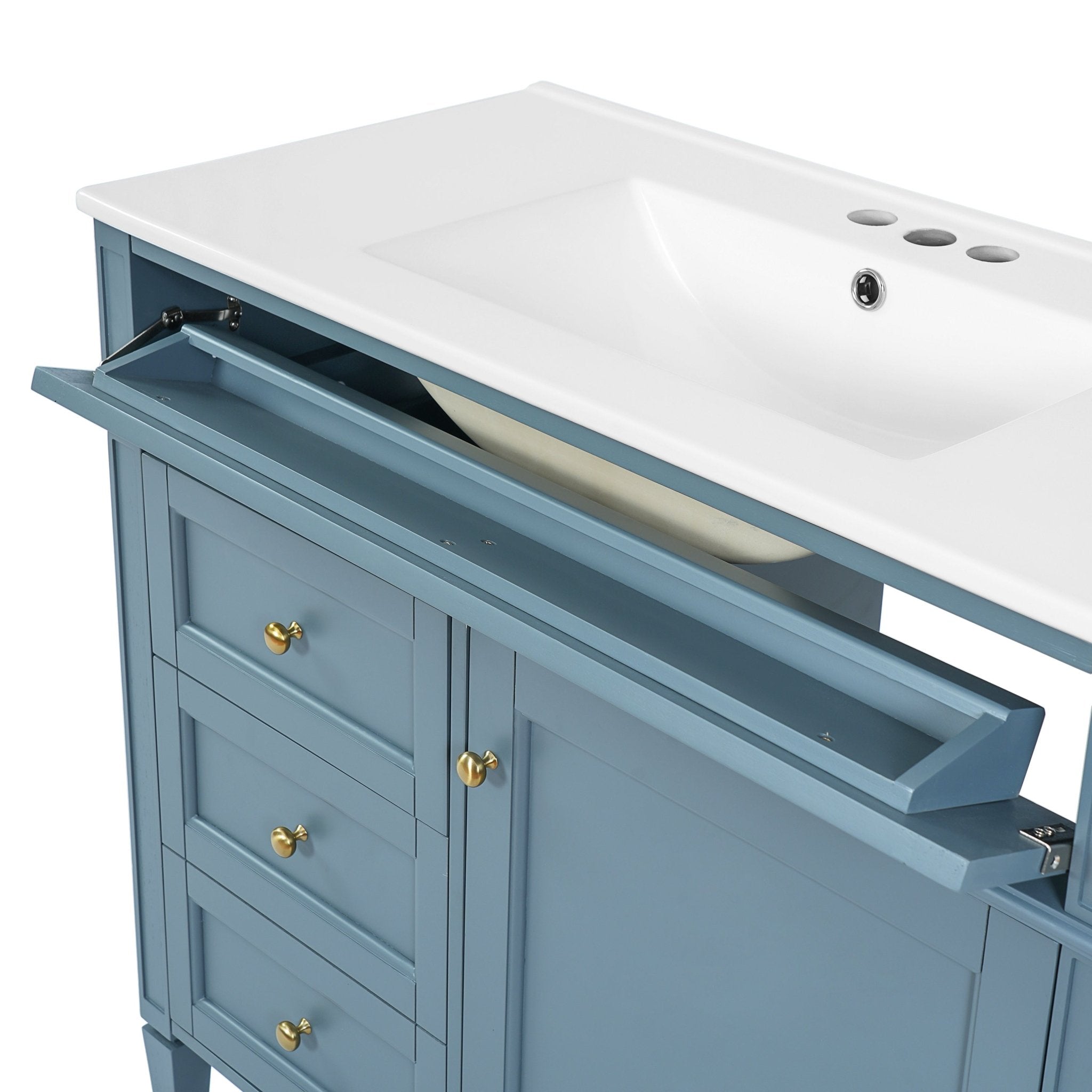 36 "Single sink bathroom dressing table, modern bathroom storage cabinet(indigo blue) - KiKiUMi