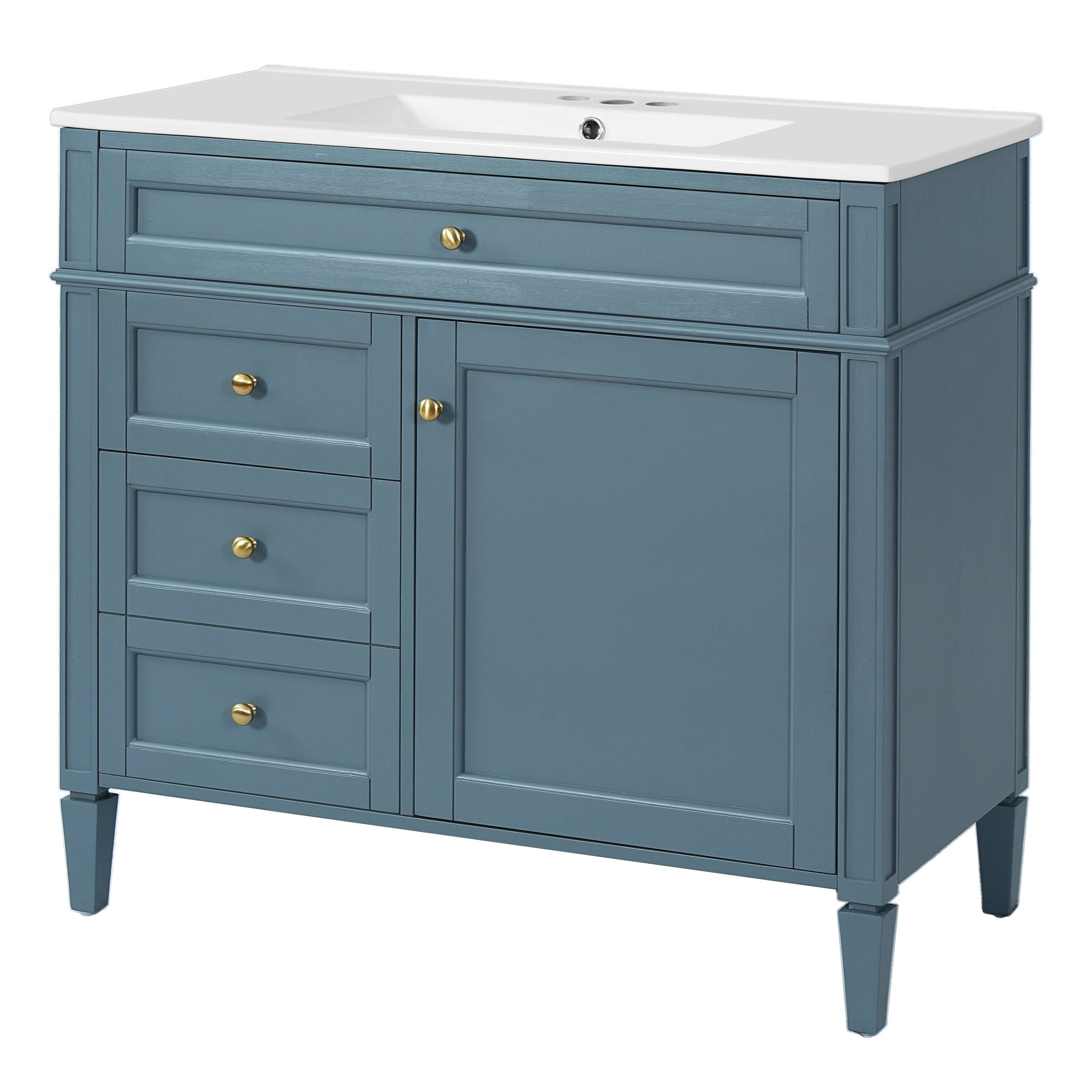 36 "Single sink bathroom dressing table, modern bathroom storage cabinet(indigo blue) - KiKiUMi