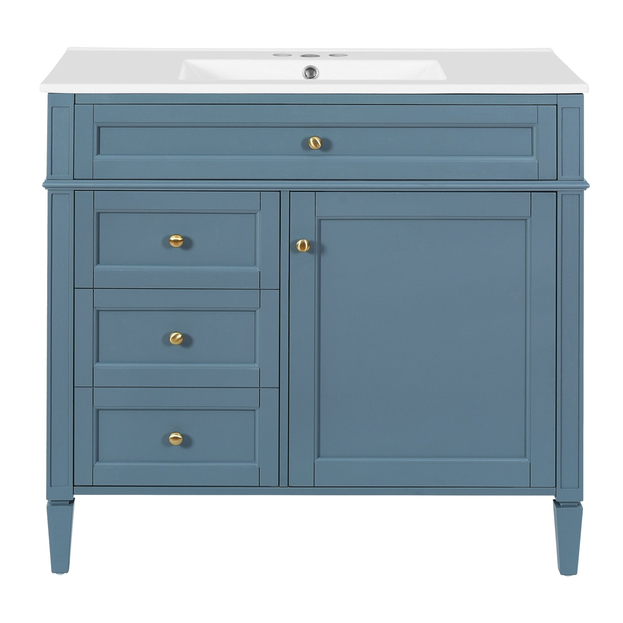 36 "Single sink bathroom dressing table, modern bathroom storage cabinet(indigo blue) - KiKiUMi