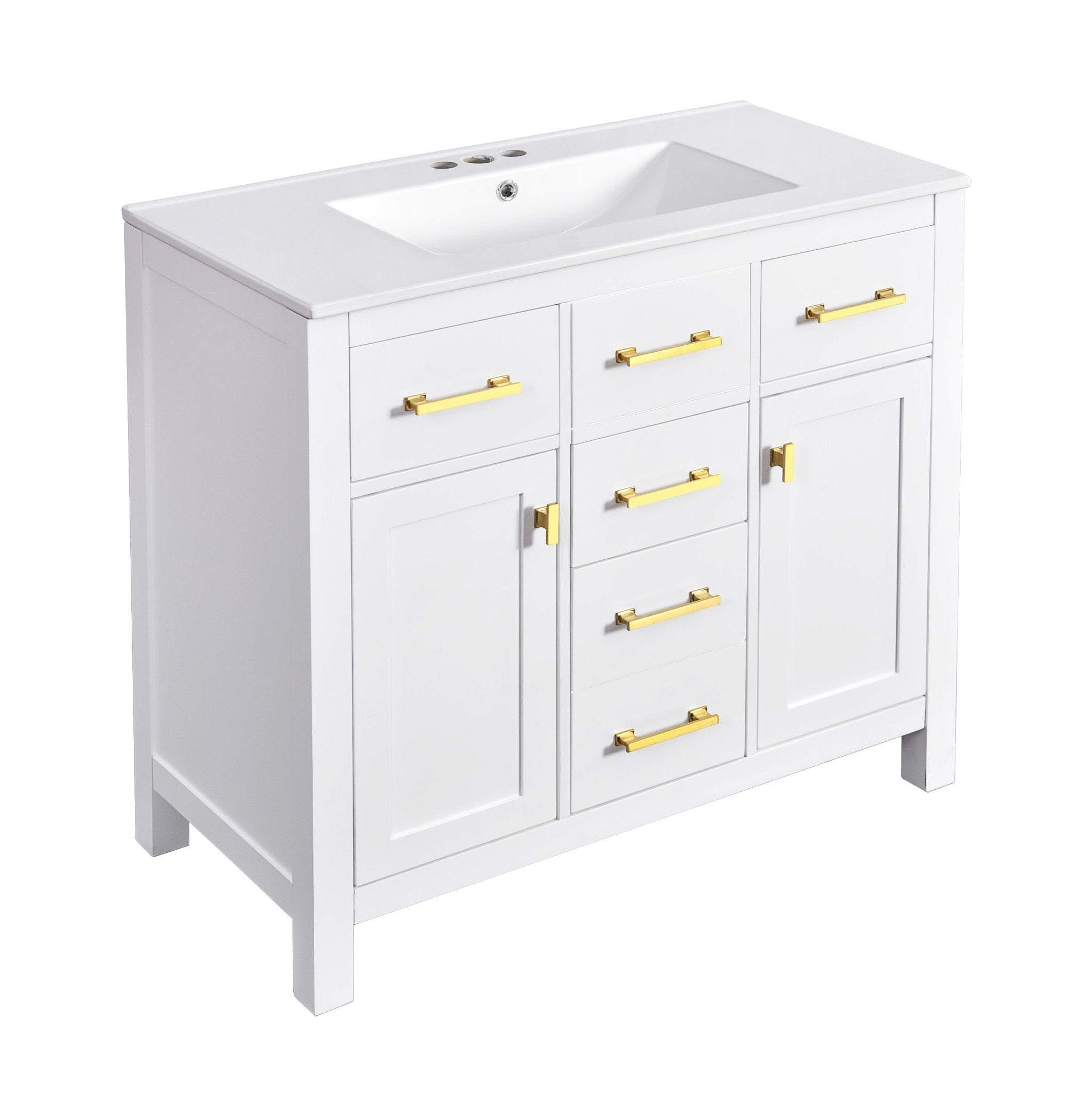 36 "Solid wood frame bathroom ceramic dressing table - KiKiUMi