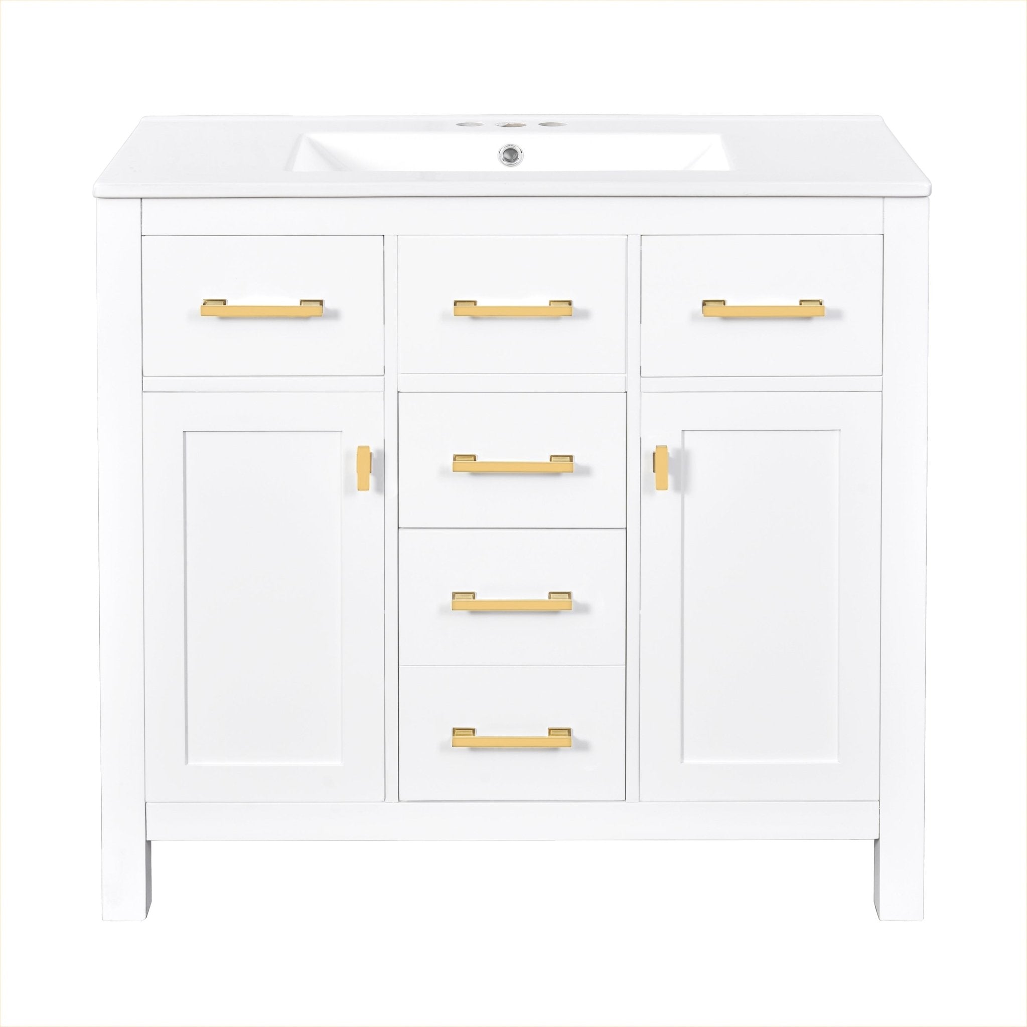 36 "Solid wood frame bathroom ceramic dressing table - KiKiUMi