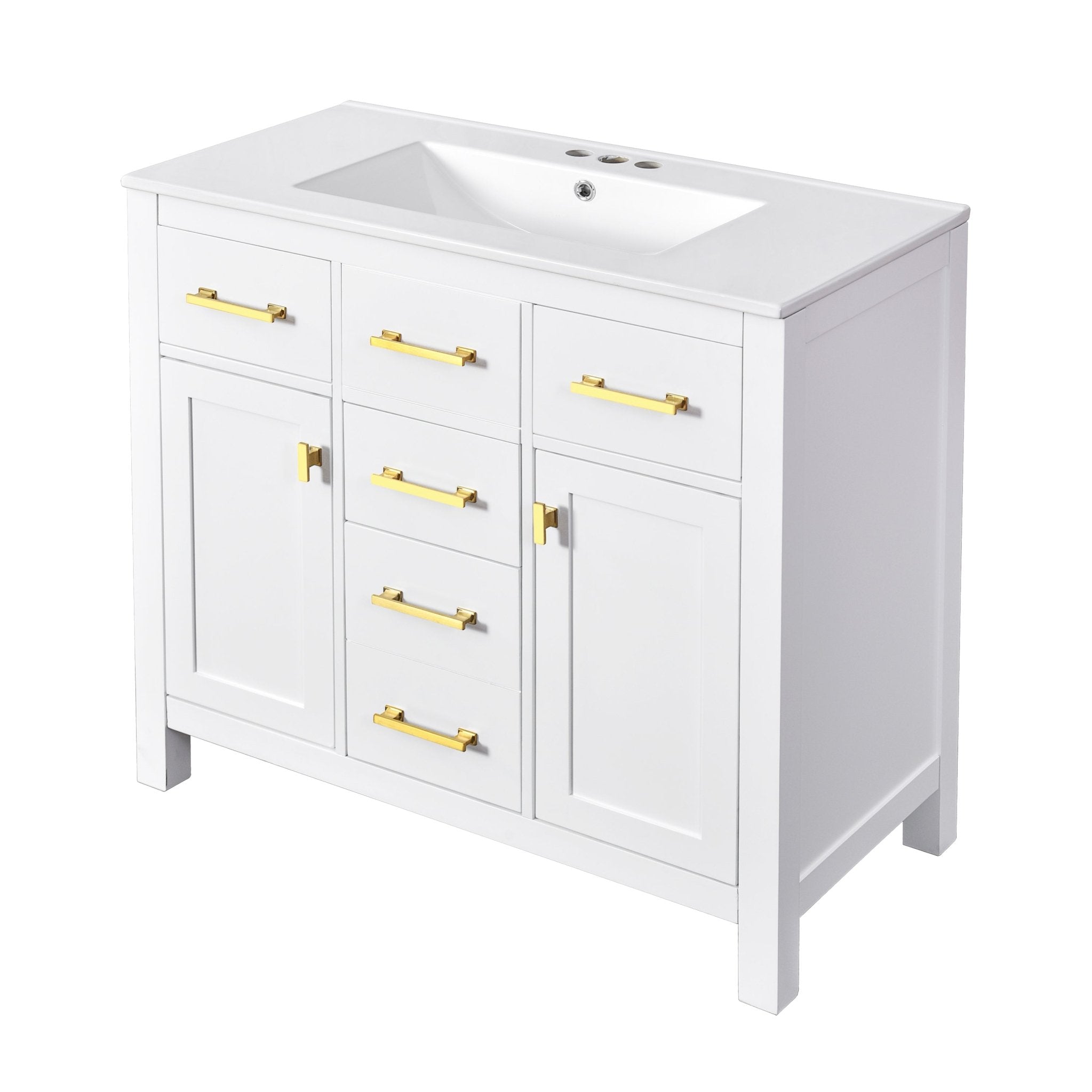 36 "Solid wood frame bathroom ceramic dressing table - KiKiUMi