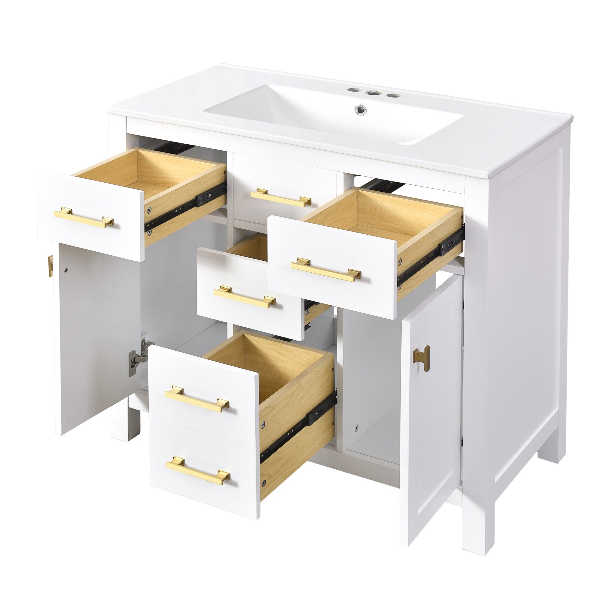 36 "Solid wood frame bathroom ceramic dressing table - KiKiUMi