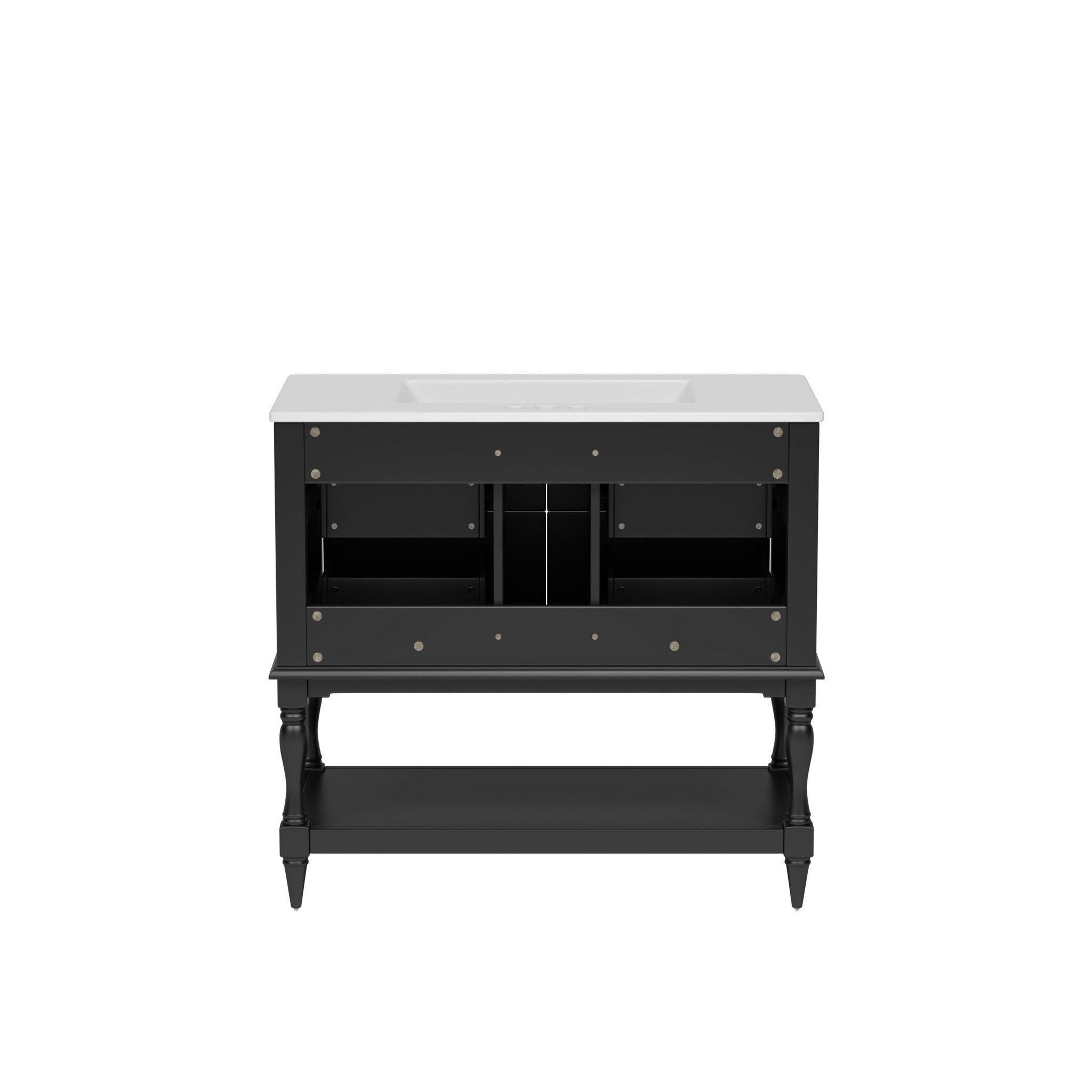 36' Solid Wood Frame Independent Dressing Table Set (black) - KiKiUMi