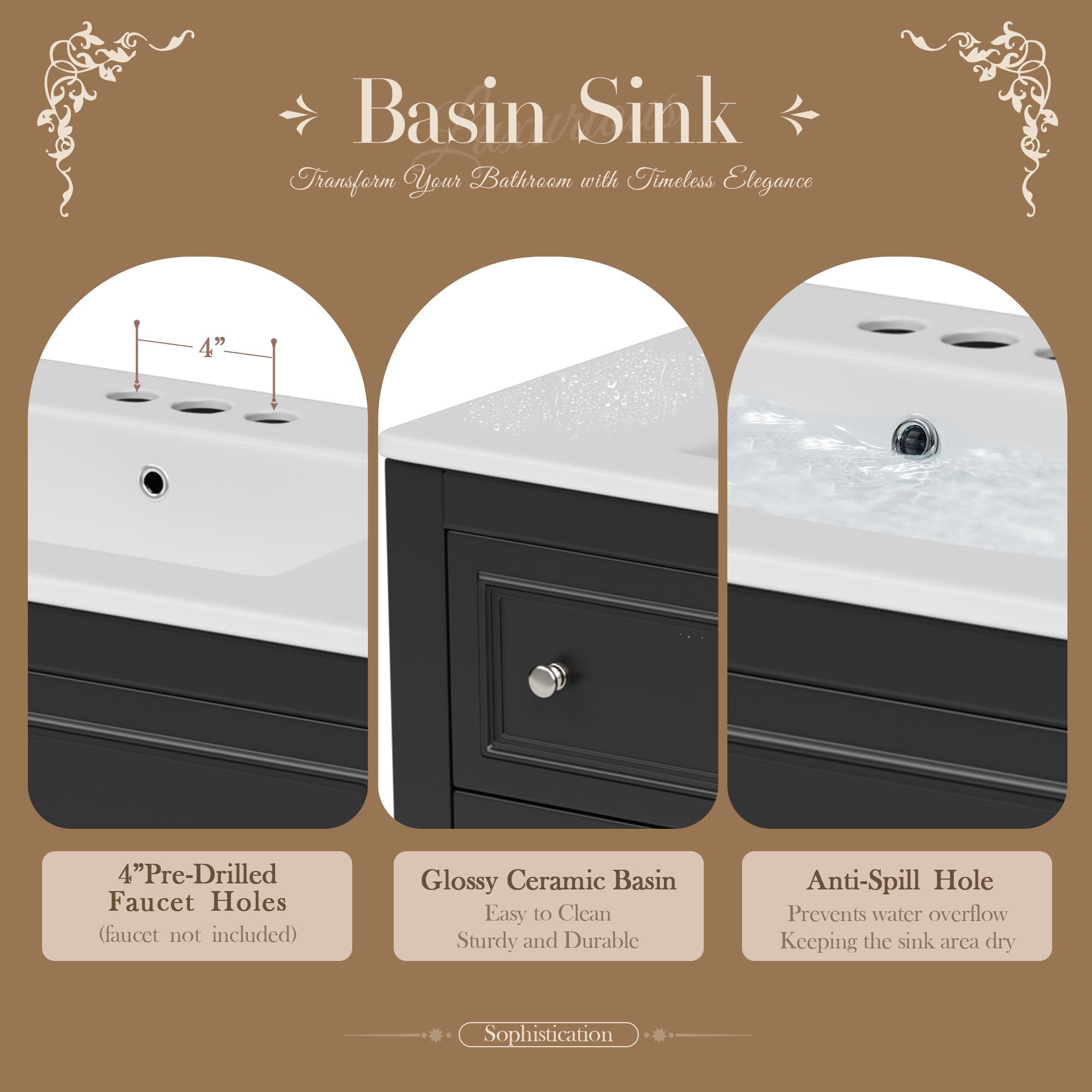 36' Solid Wood Frame Independent Dressing Table Set (black) - KiKiUMi